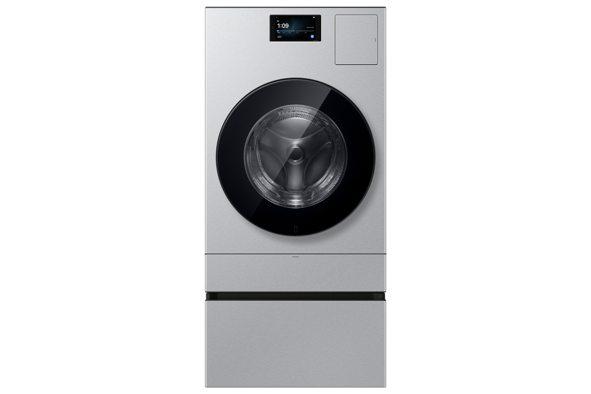 Bespoke AI 콤보 25/20kg (177.8mm LCD)+수납함 실버스틸 정면