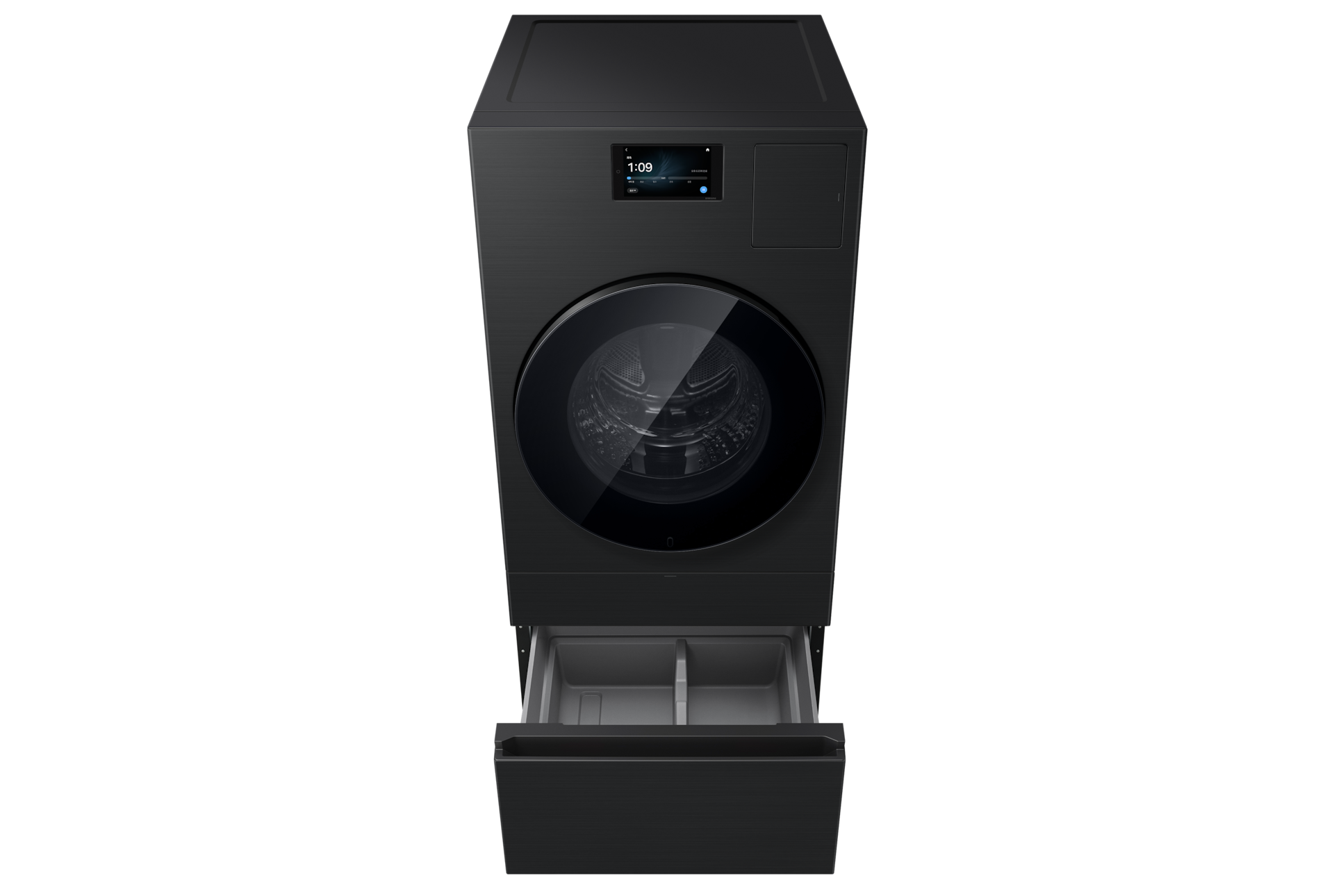 Bespoke AI 콤보 25/20kg (177.8mm LCD)+수납함 블랙캐비어 수납함 열림