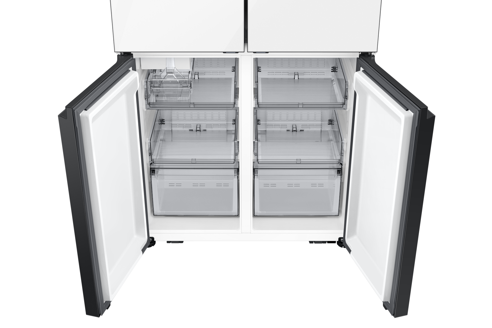 Bespoke AI 패밀리허브 4도어 키친핏 Max 602L (22.5cm, AI 푸드매니저) 클린 화이트 하칸 도어 오픈