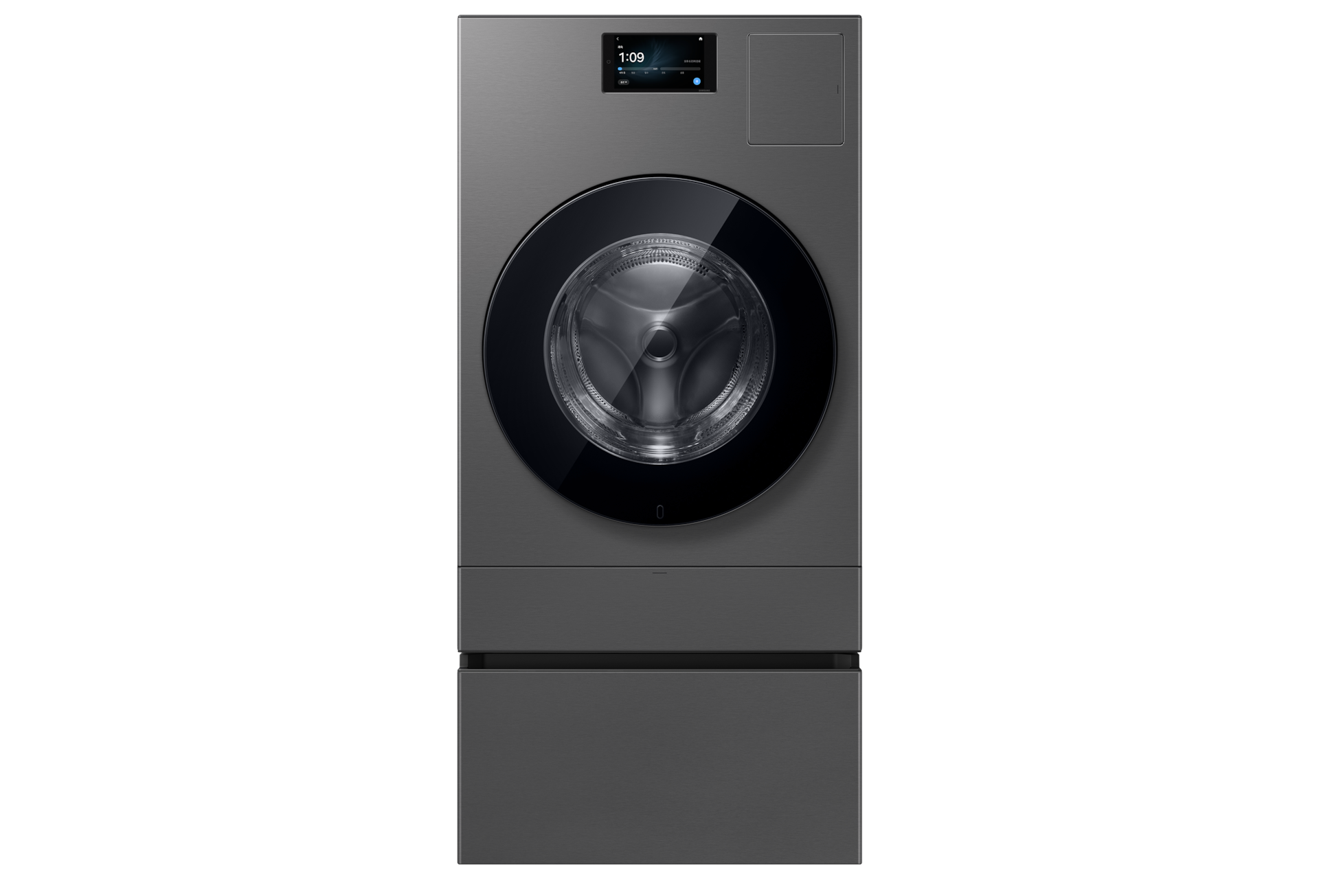 Bespoke AI 콤보 25/20kg (177.8mm LCD)+수납함 다크스틸 정면