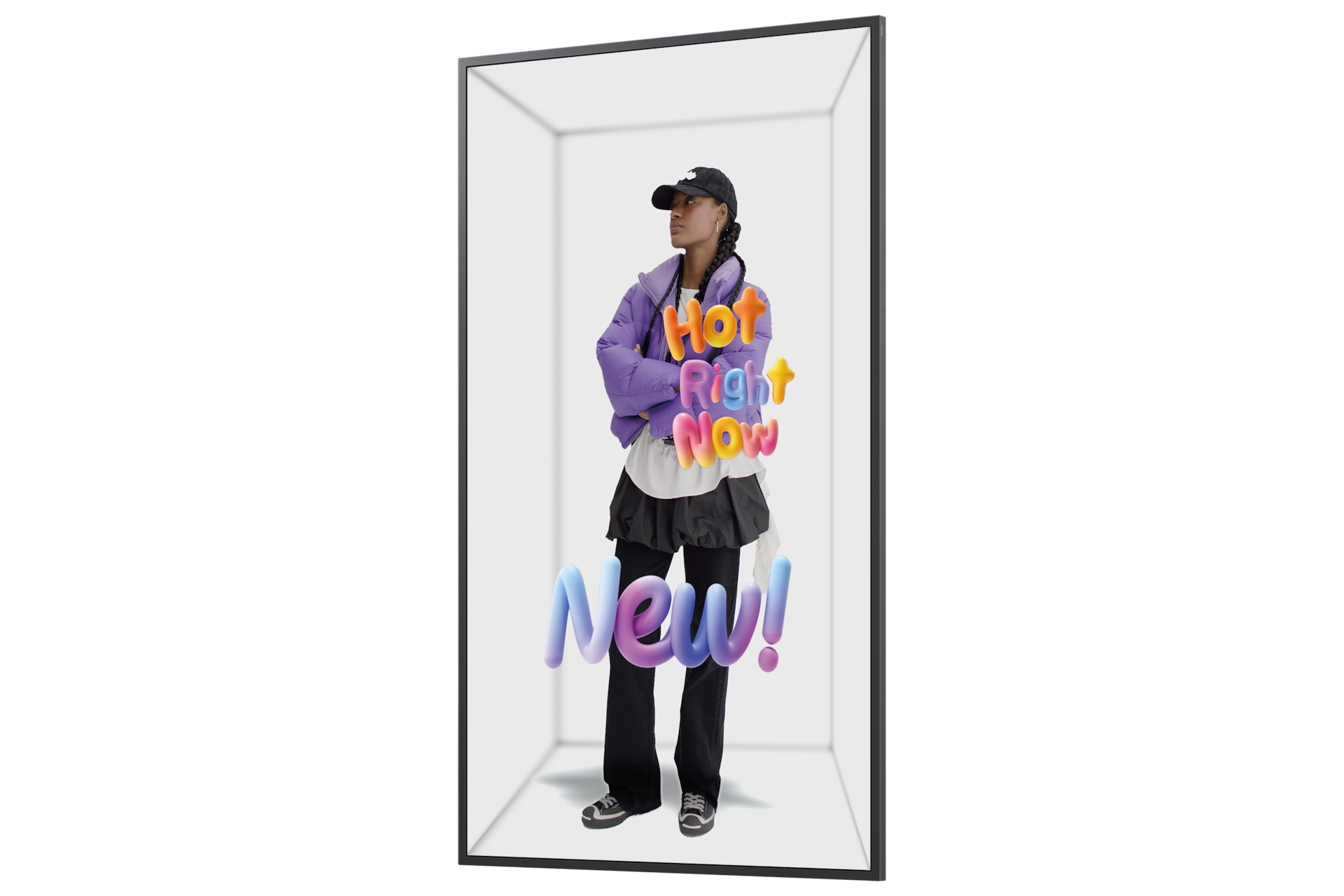 Spatial signage 3D 화면 측면 45도