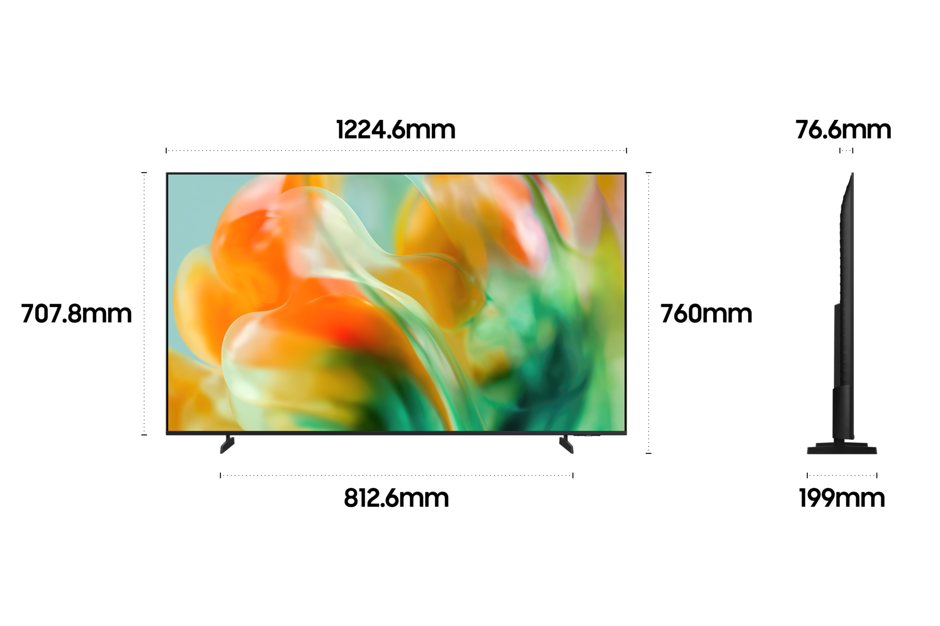 2026 Mini LED MH80 (138cm) 스탠드형 상세사이즈가 기재된 디멘션 컷