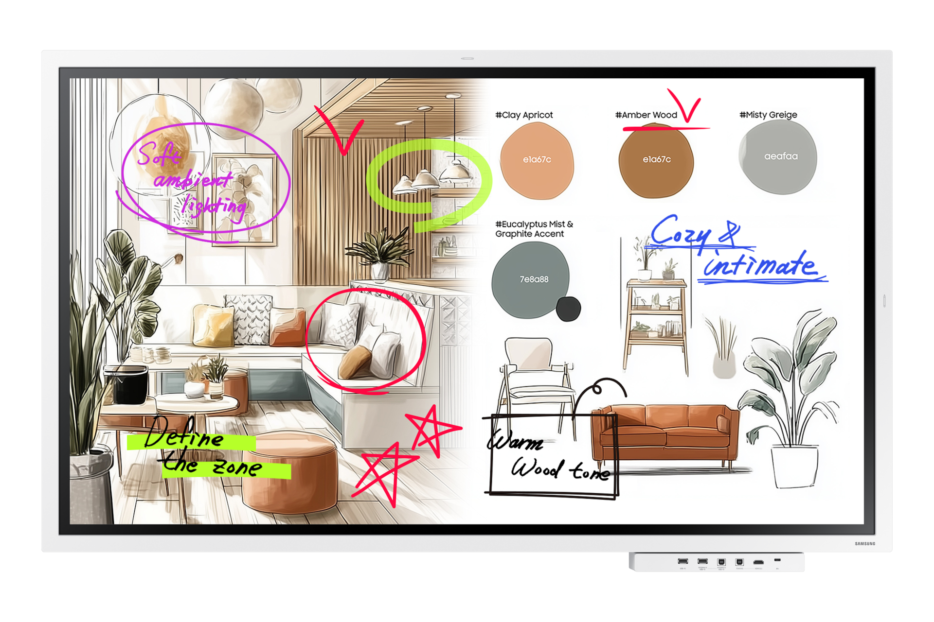Flip Pro 전자칠판 55인치 정면 포트 커넥터 설치
