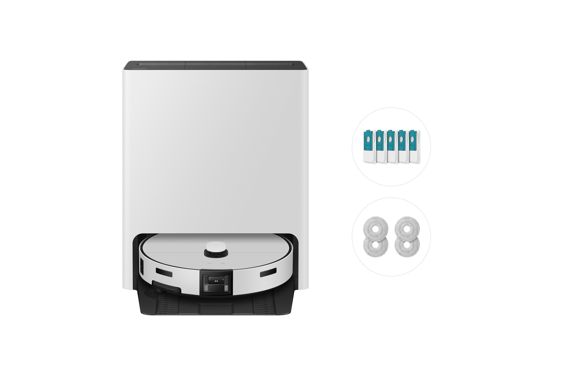 Bespoke AI 스팀 울트라+먼지봉투+다회용포 새틴 그레이지 Bespoke AI 스팀 울트라 정면 + 구성품