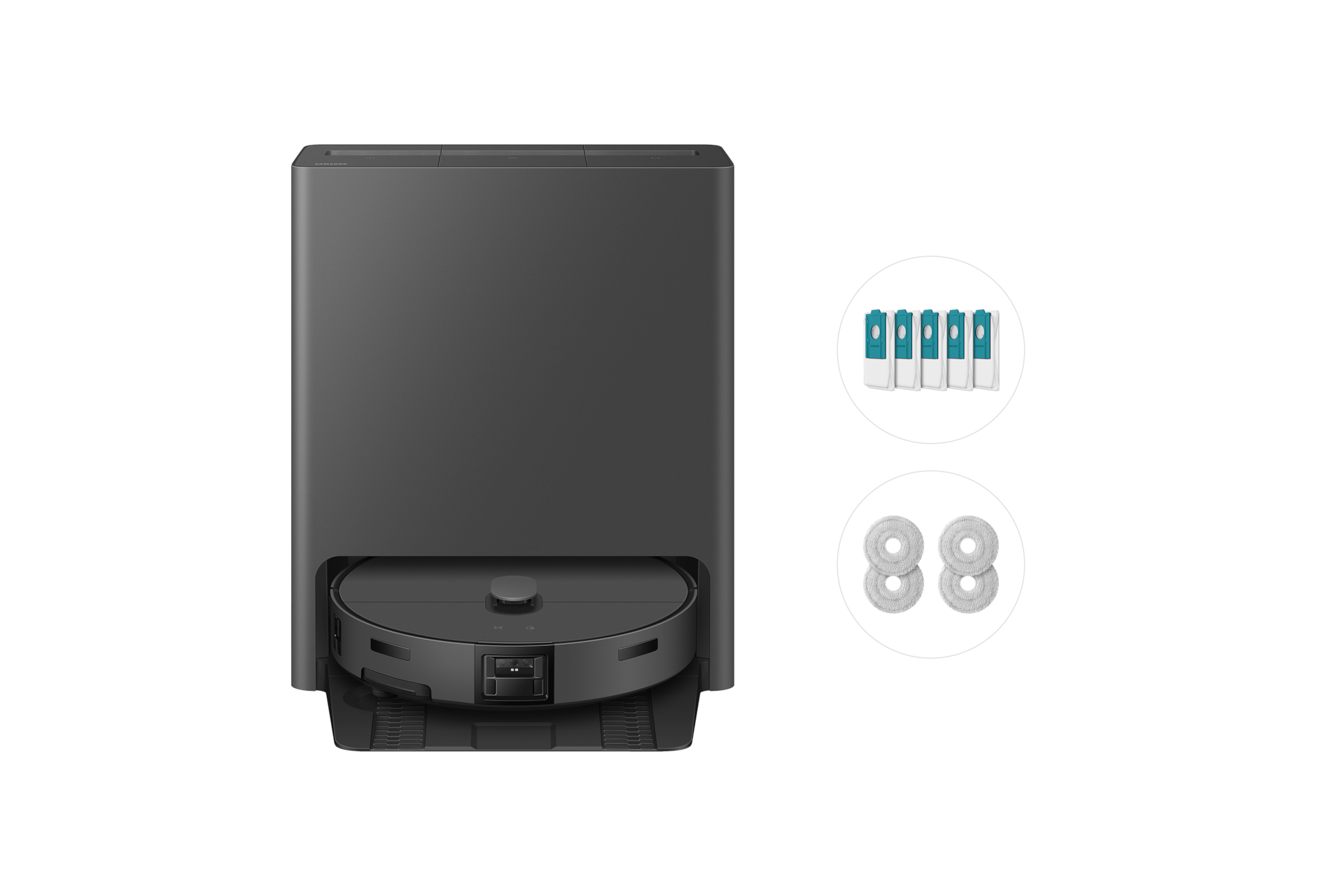 Bespoke AI 스팀 플러스+먼지봉투+다회용포 새틴 차콜 Bespoke AI 스팀 울트라 정면 + 구성품