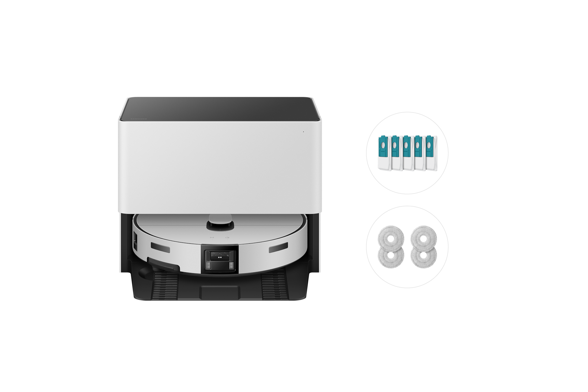 Bespoke AI 스팀 플러스 자동 급배수 (리폼비 포함)+먼지봉투+다회용포 새틴 그레이지 Bespoke AI 스팀 울트라 자동 급배수 정면 + 구성품