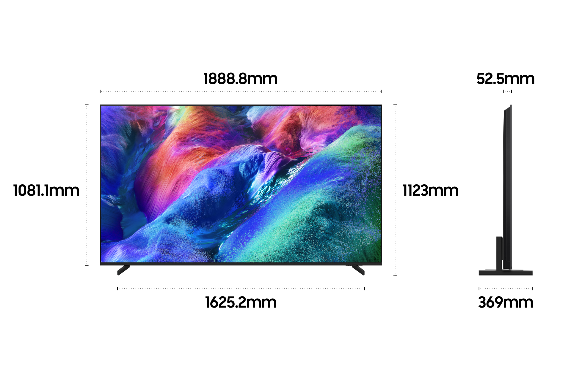 2026 Micro RGB RH85 (214cm) 스탠드형 상세사이즈가 기재된 디멘션 컷