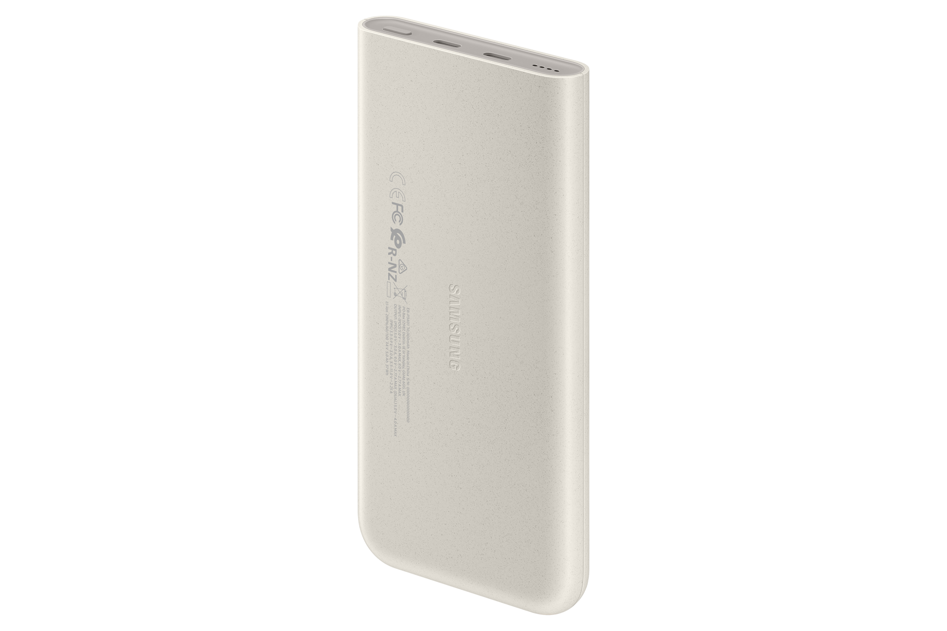 PD 배터리팩 10,000mAh (2026, 25W) (베이지) 좌측으로 45도 돌아간 후면 이미지