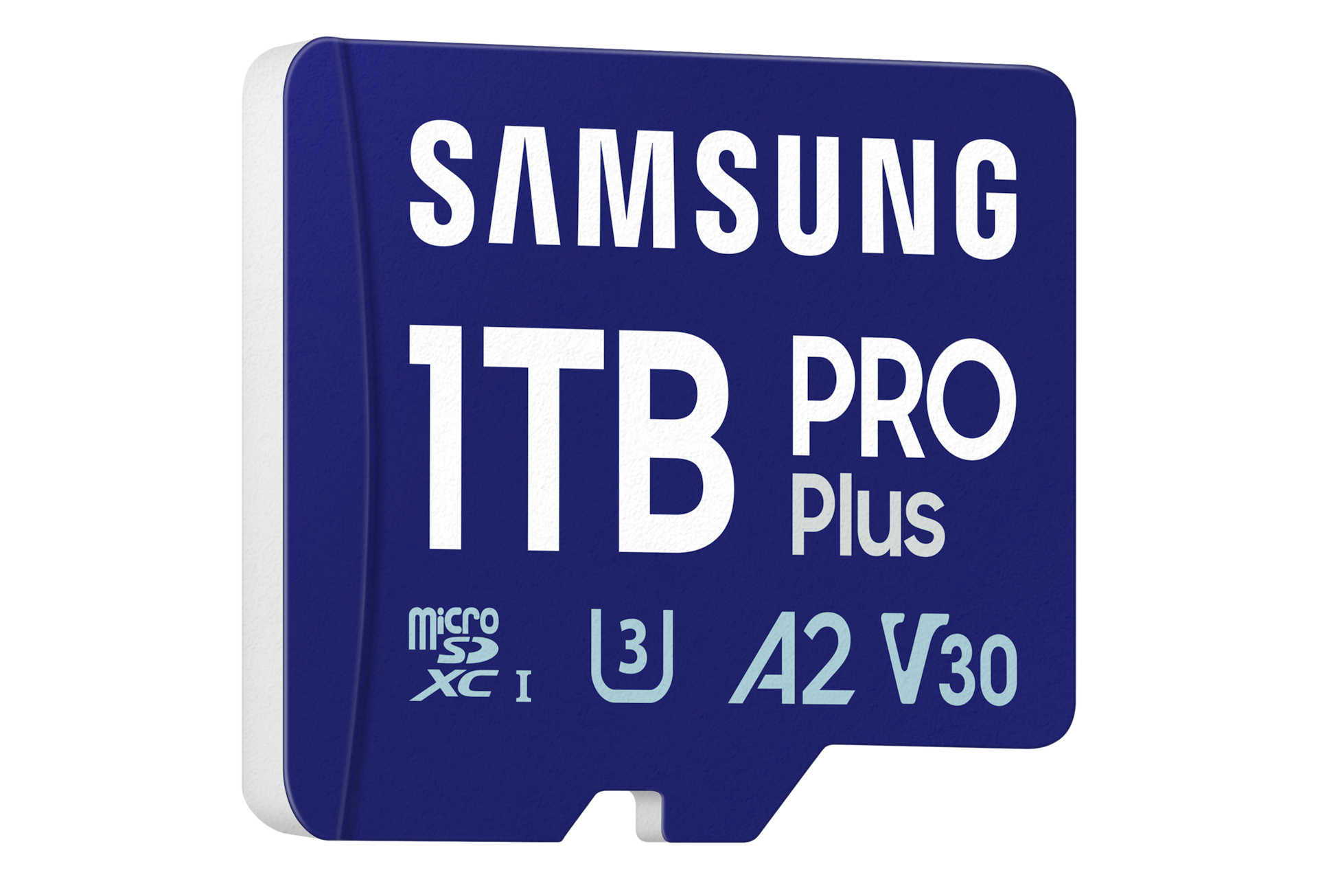 마이크로SD 메모리카드 PRO Plus with Card Reader 1 TB (블루) 오른쪽으로 30도 돌아간 정면 이미지