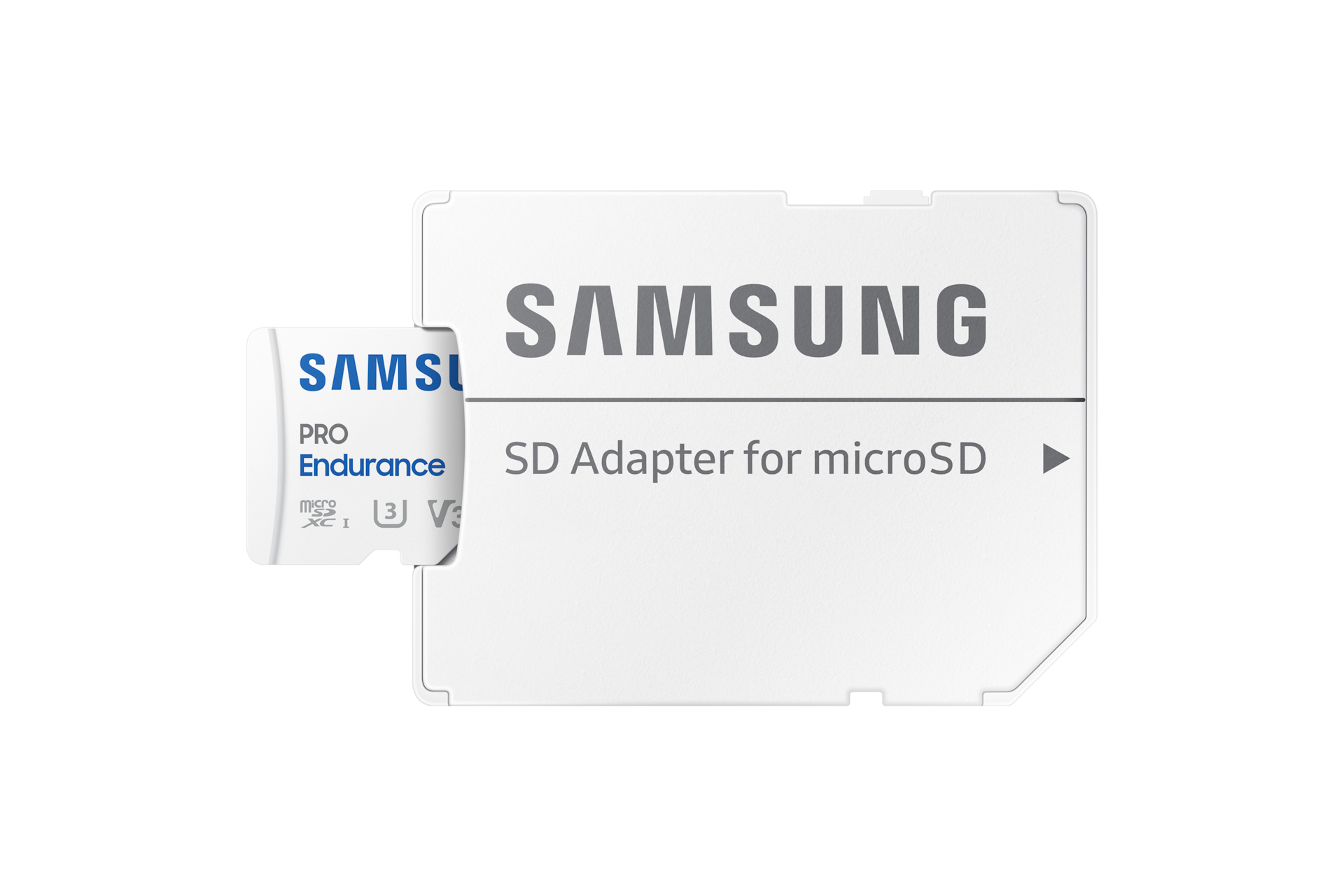 마이크로SD 메모리카드 PRO Endurance 128 GB 화이트 정면, 그레이 SD 어댑터 삽입