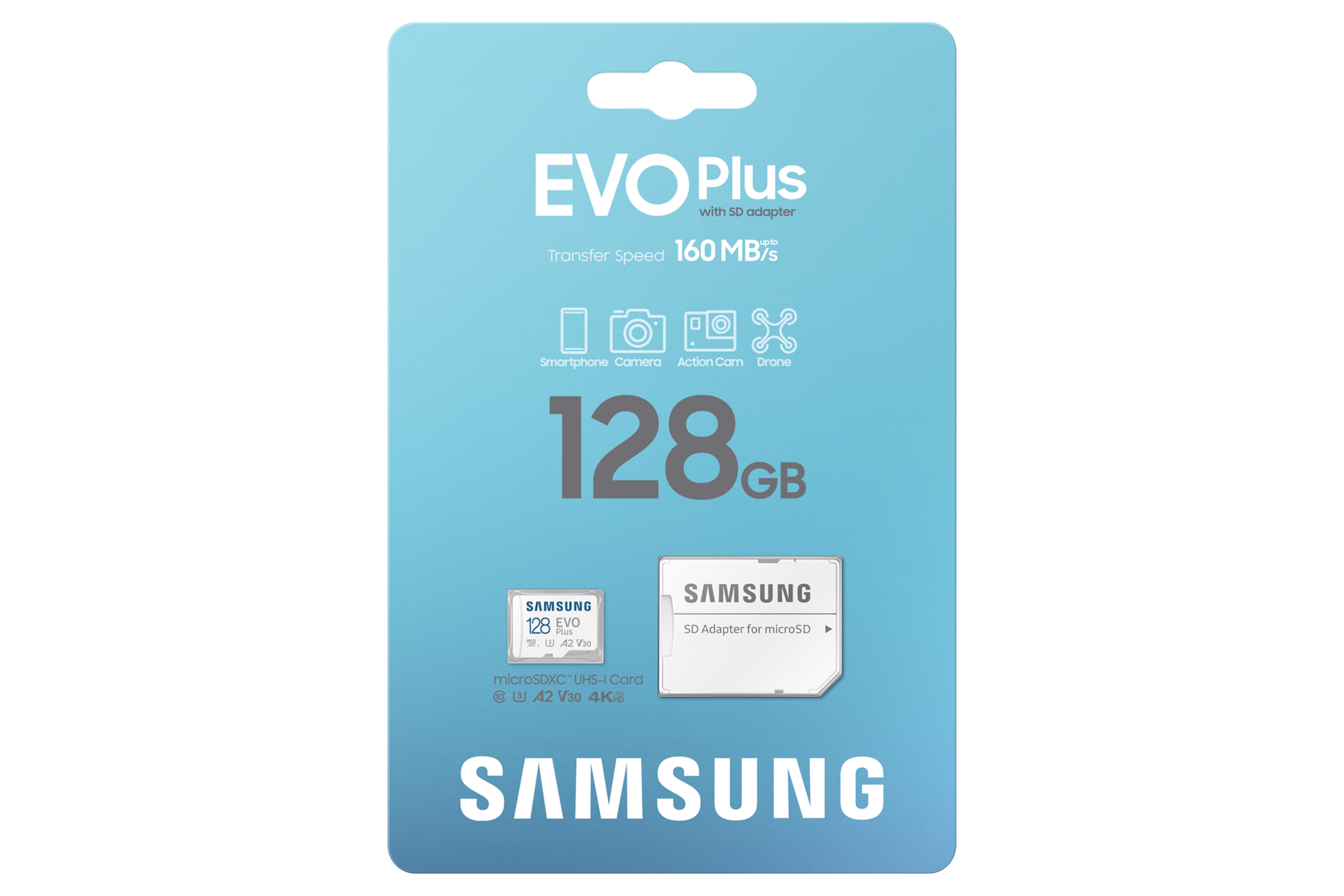 마이크로SD 메모리카드 EVO Plus 128 GB (화이트) 박스 정면 이미지