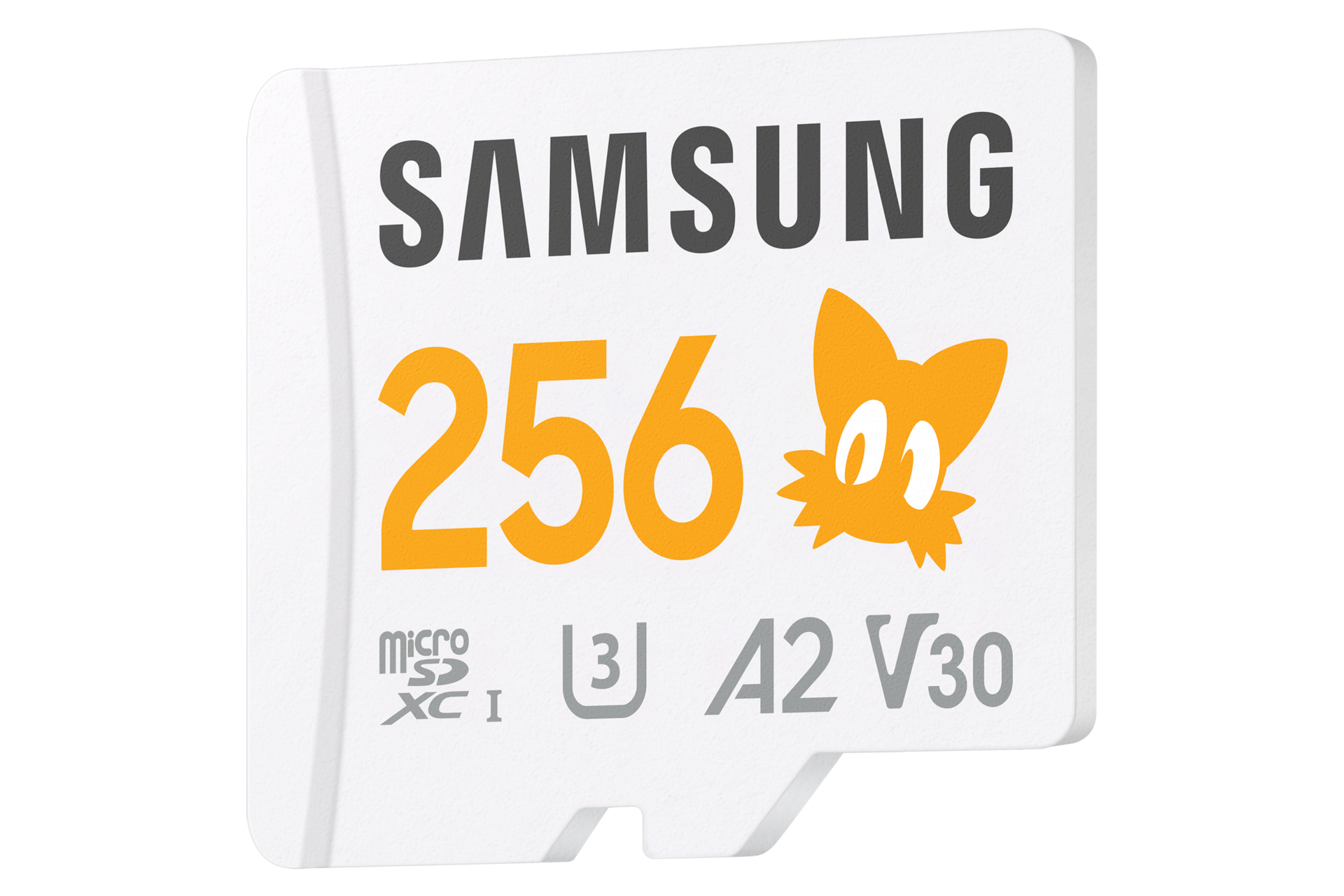 마이크로SD 메모리카드 소닉 PRO Plus 256GB 화이트 왼쪽 뒤로 45도 기울어진 이미지