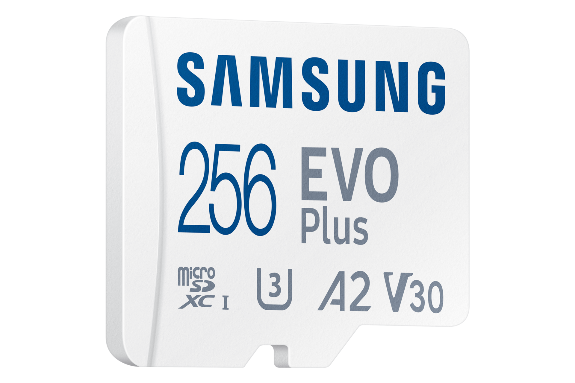 마이크로SD 메모리카드 EVO Plus 256 GB (화이트) 오른쪽으로 30도 기울어진 정면 이미지