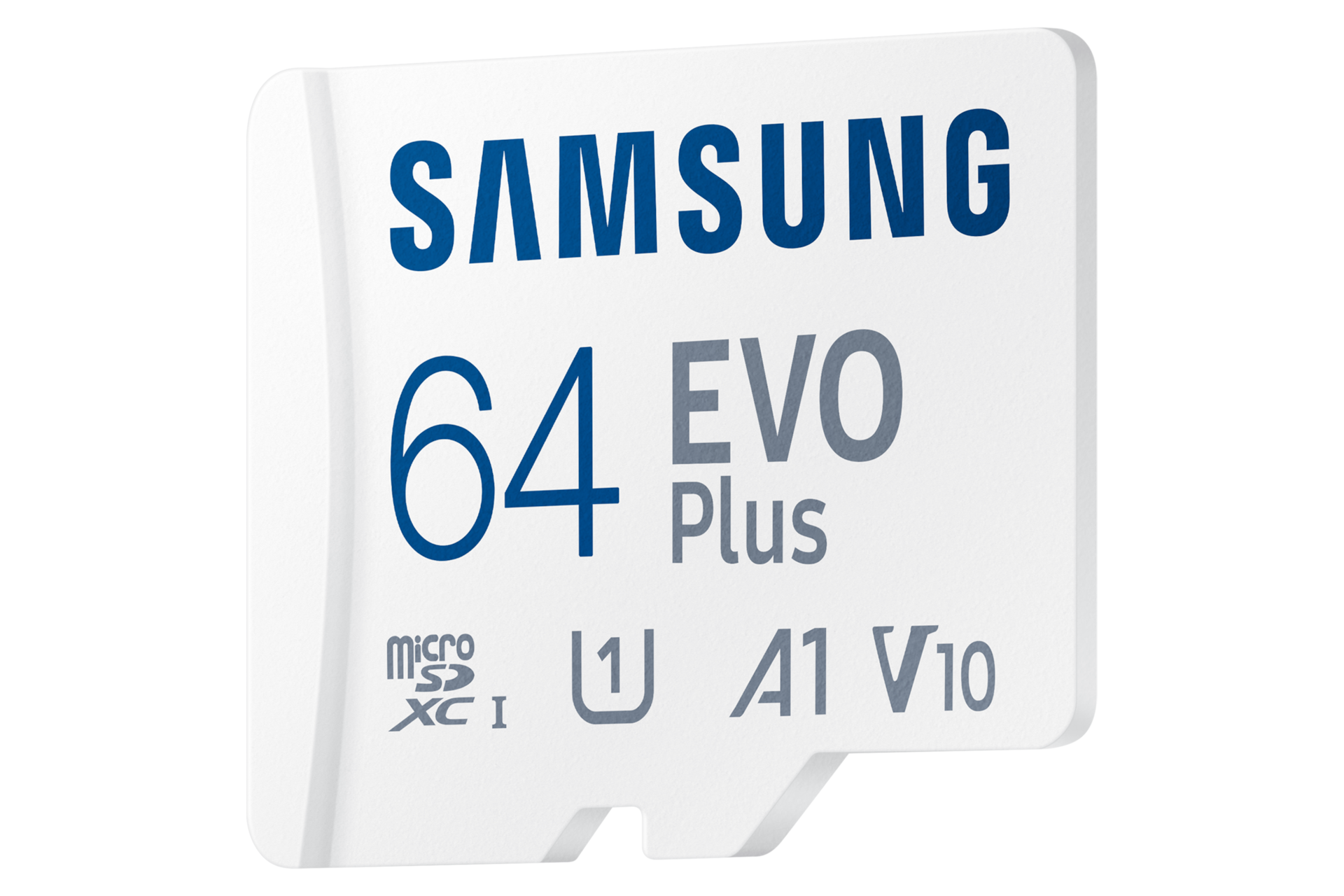 마이크로SD 메모리카드 EVO Plus 64 GB (화이트) 왼쪽으로 30도 기울어진 정면 이미지