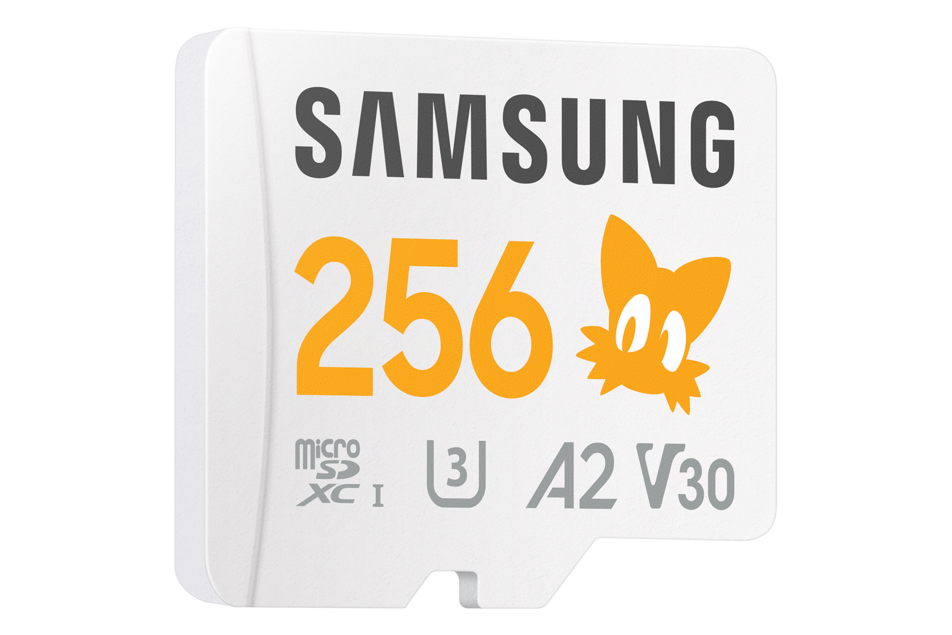 마이크로SD 메모리카드 소닉 PRO Plus 256GB 화이트 오른쪽 뒤로 45도 기울어진 이미지