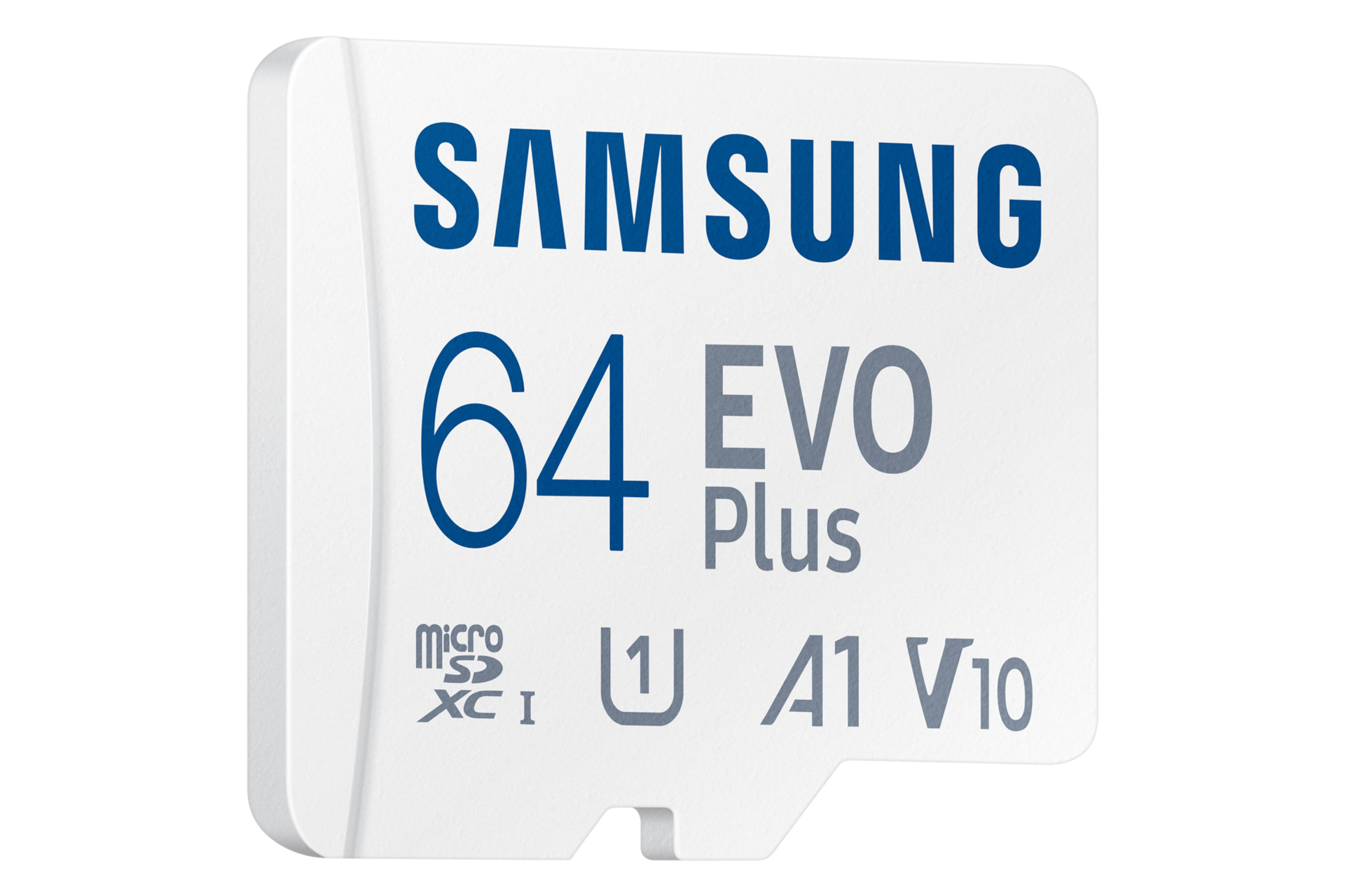 마이크로SD 메모리카드 EVO Plus 64 GB (화이트) 오른쪽으로 30도 기울어진 정면 이미지