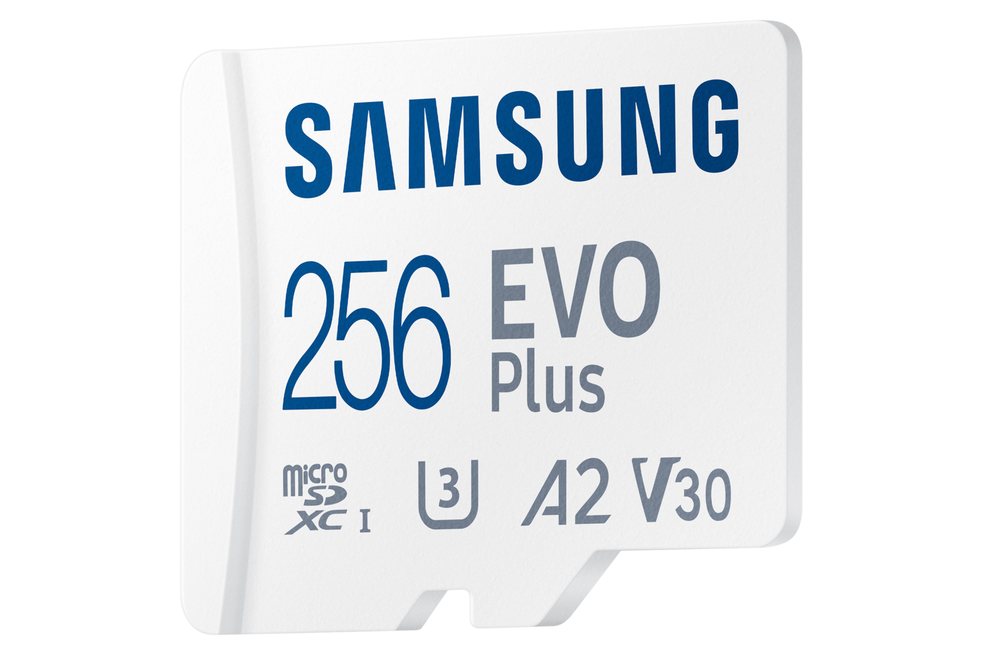 마이크로SD 메모리카드 EVO Plus 256 GB (화이트) 왼쪽으로 30도 기울어진 정면 이미지