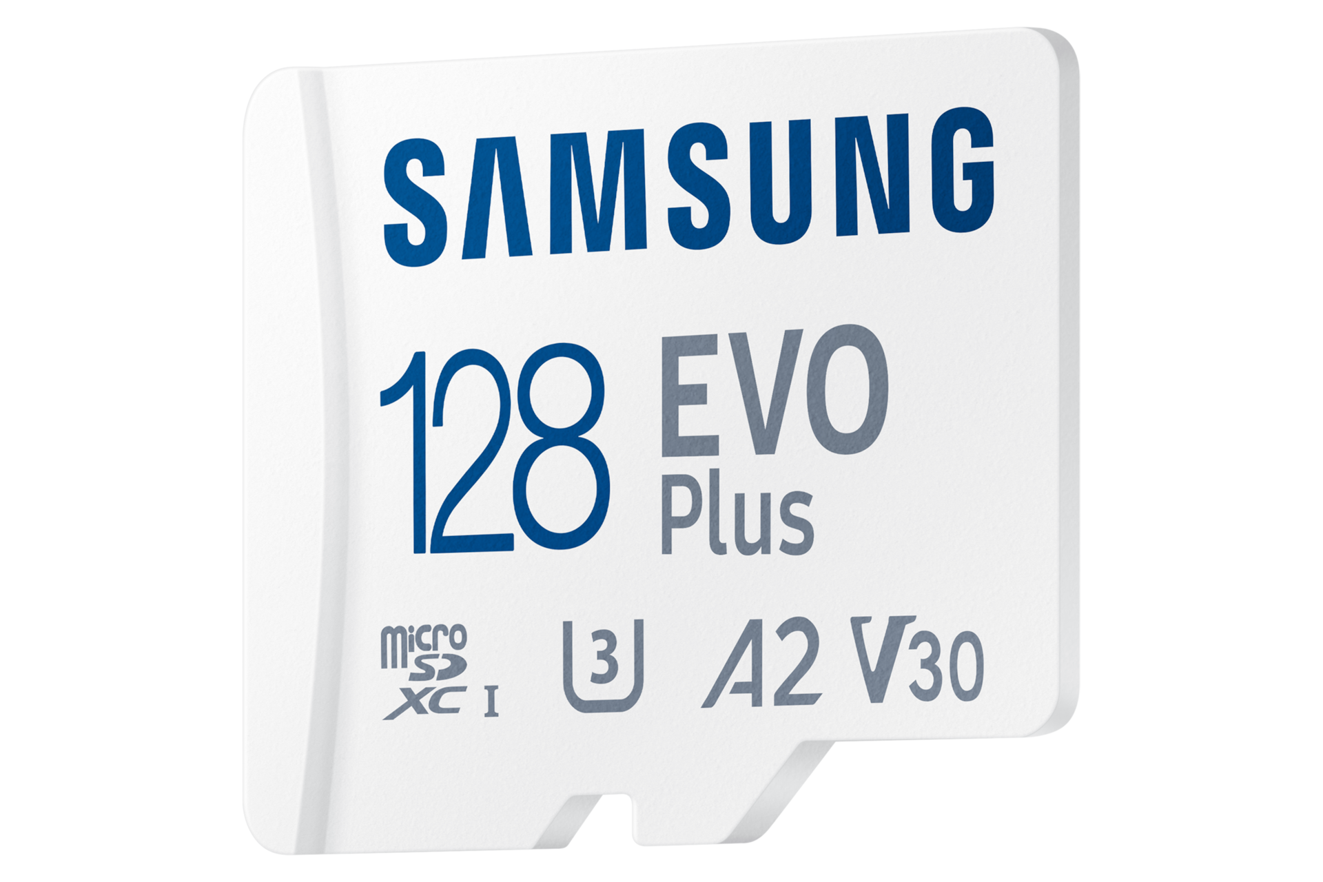 마이크로SD 메모리카드 EVO Plus 128 GB (화이트) 왼쪽으로 30도 기울어진 정면 이미지