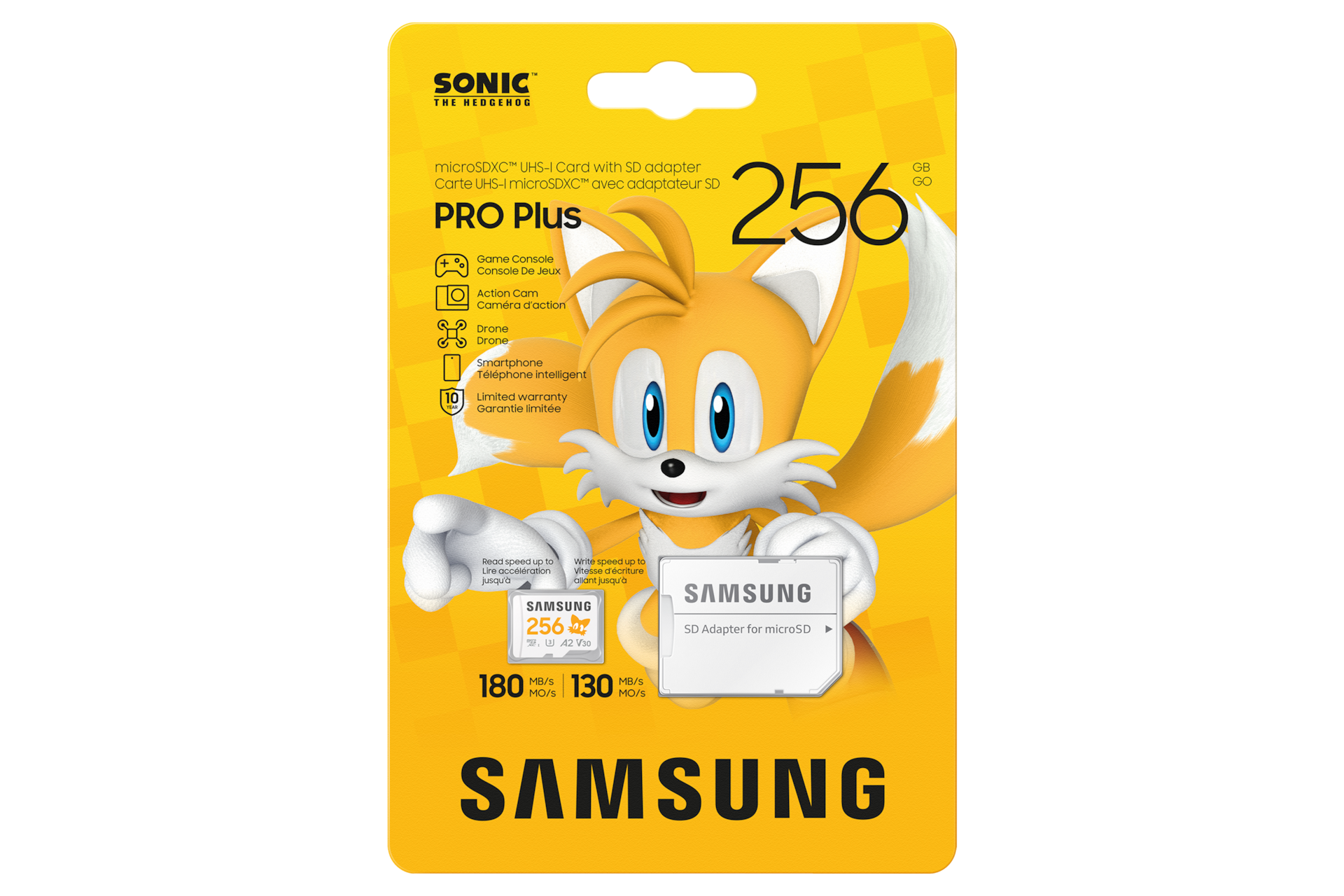 마이크로SD 메모리카드 소닉 PRO Plus 256GB 화이트 상자 정면 이미지