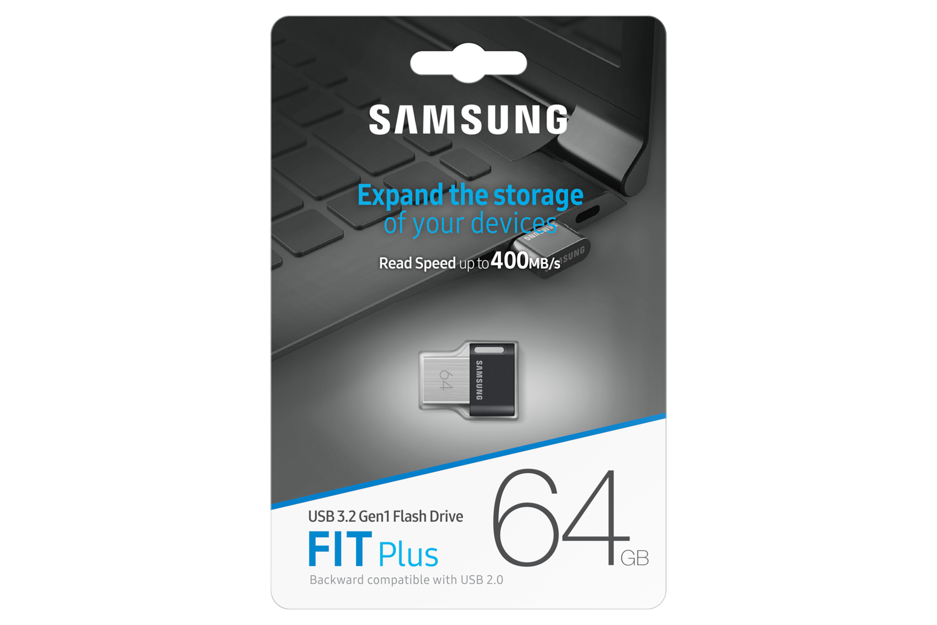 FIT Plus USB 3.2 Gen1 Flash Drive 64 GB (블랙) 박스 정면 이미지