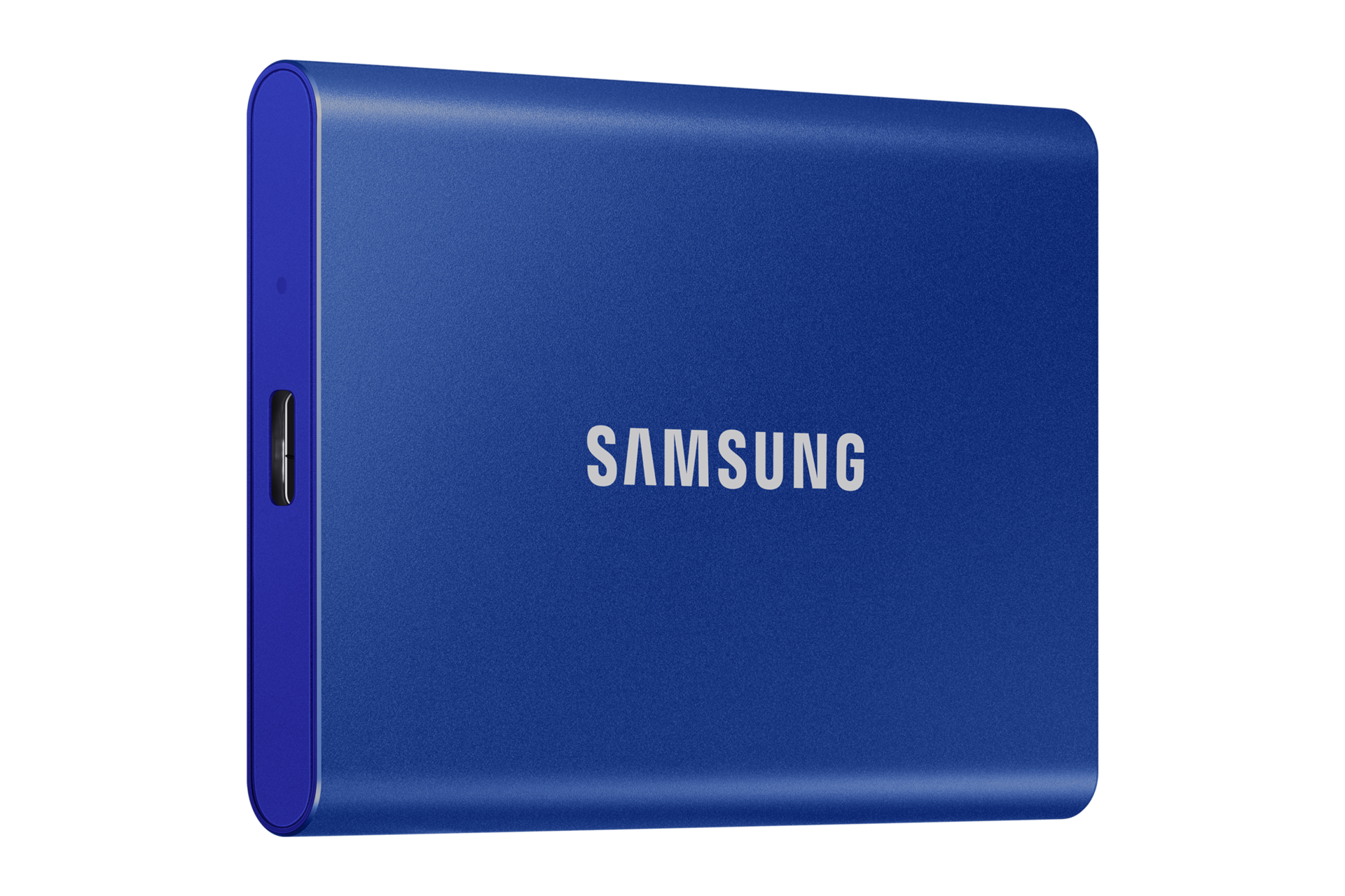 외장 SSD T7 USB 3.2 Gen 2 2 TB (인디고 블루)제품 정면 우측으로 돌린 이미지
