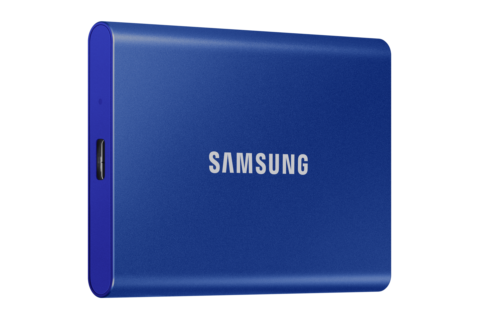 외장 SSD T7 USB 3.2 Gen 2 1 TB (인디고 블루) 제품 정면 우측으로 돌린 이미지