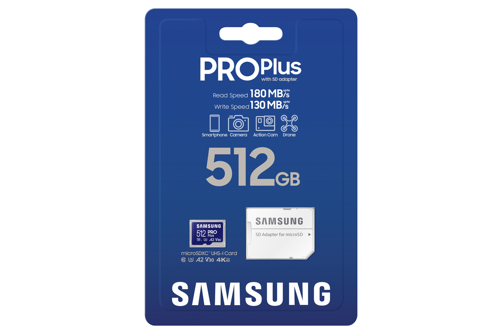 PRO Plus 마이크로SD 메모리카드 512 GB (블루) 제품 상자 정면 이미지