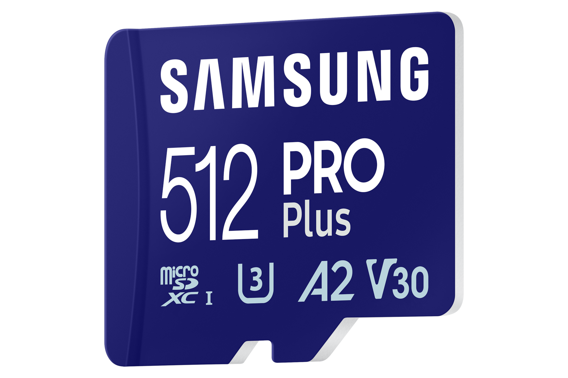PRO Plus 마이크로SD 메모리카드 512 GB (블루) 왼쪽 뒤로 45도 기울어진 이미지
