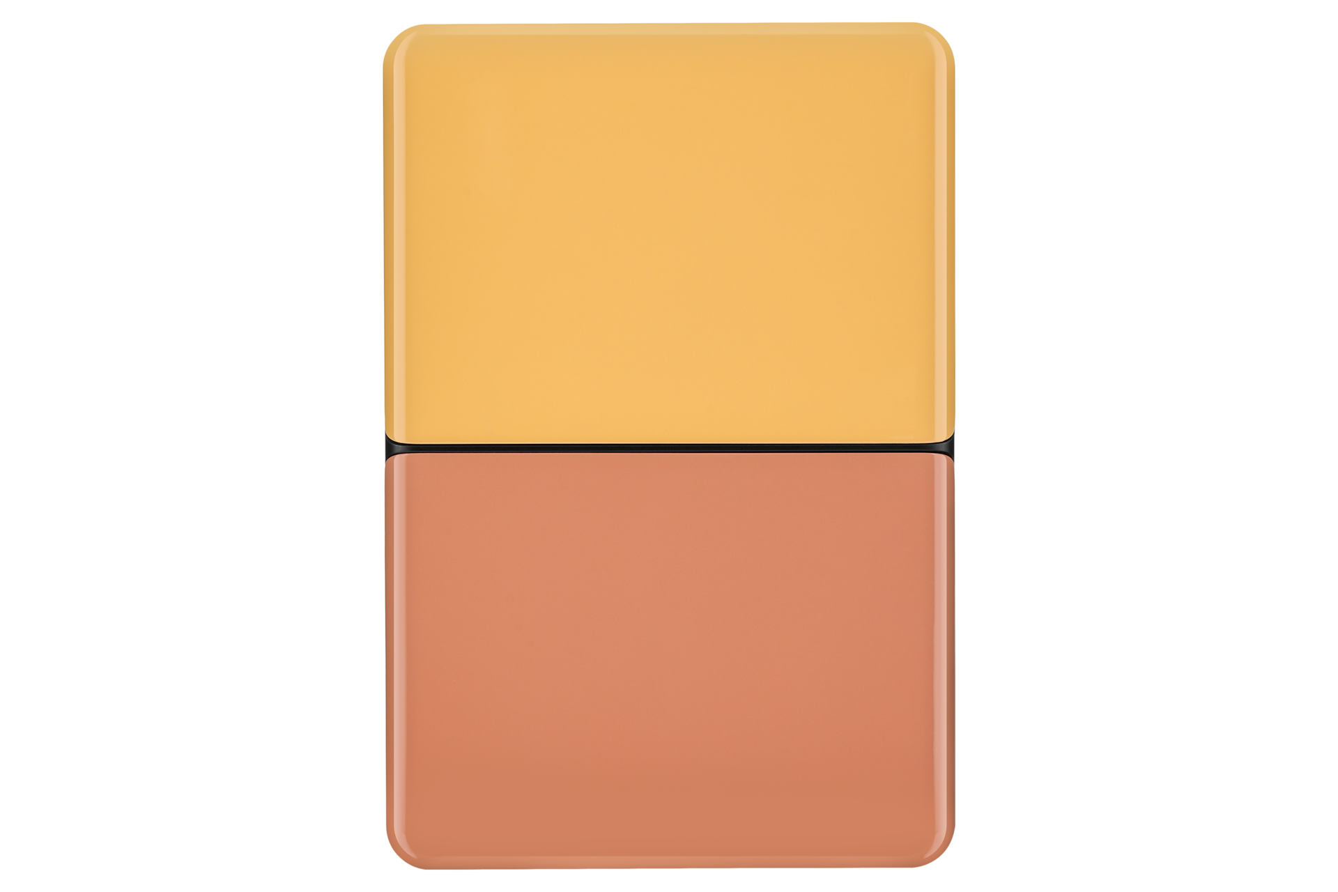 외장 HDD MOSAIC 1 TB 상단 썬 옐로우 하단 피치 패널 배치한 정면 이미지