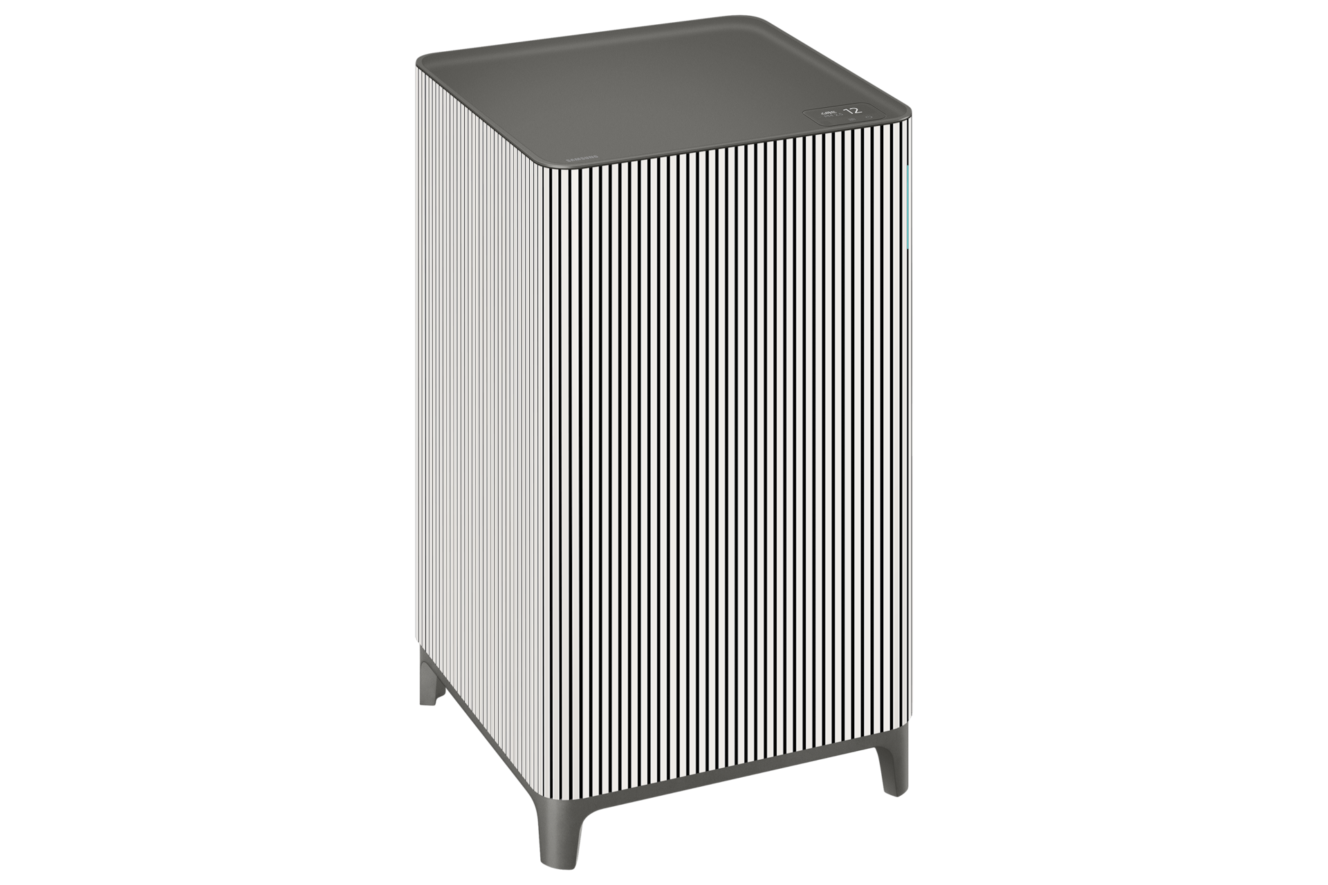 Bespoke AI 무풍콤보 갤러리 프로 청정 62.6㎡+Infinite AI 공기청정기 (33㎡, 리유저블 필터) 전원이 켜져있는 공기청정기 좌측 15도