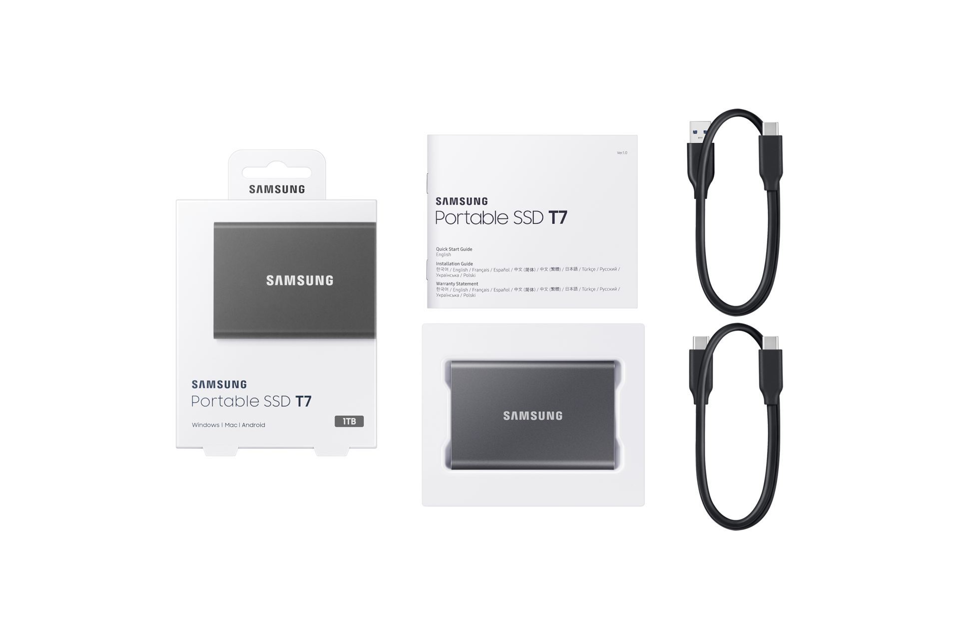 외장 SSD T7 USB 3.2 Gen 2 1 TB (타이탄 그레이) 제품 구성