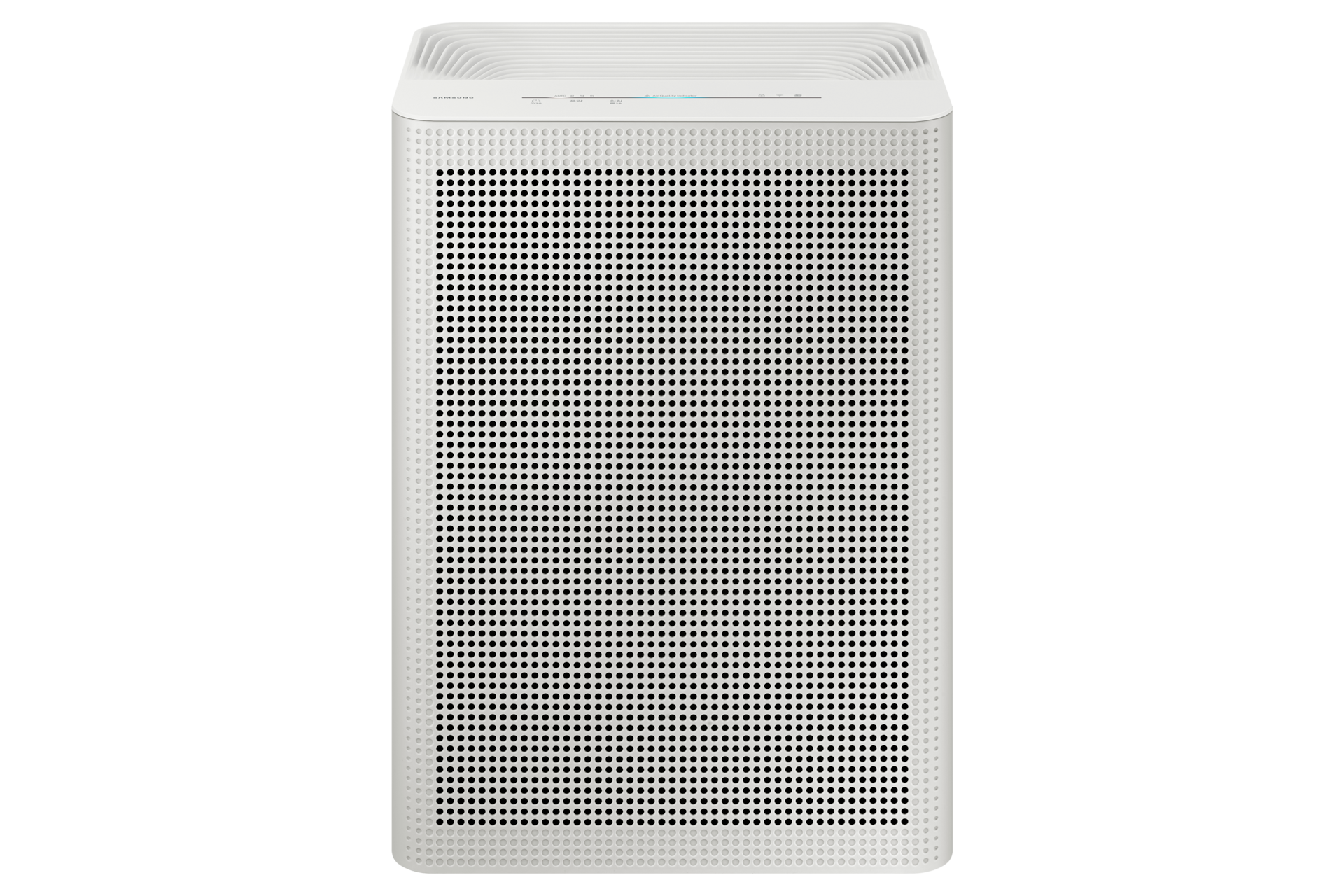 AI Q9000 청정 56.9㎡+블루스카이 3100 33.1㎡ 전원이 켜져 있는 공기청정기 정면