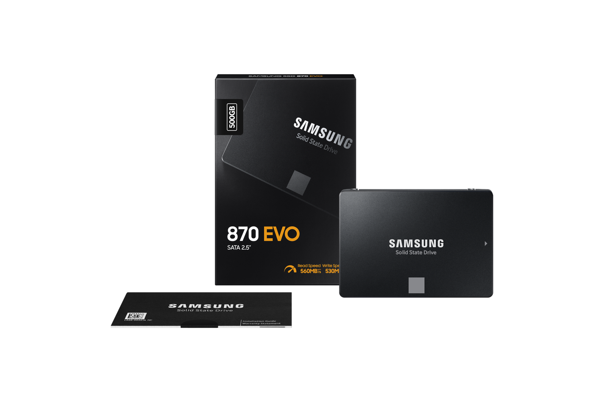 870 EVO SATA SSD 500 GB 블랙 제품 정면, 제품 패키지 정면 이미지