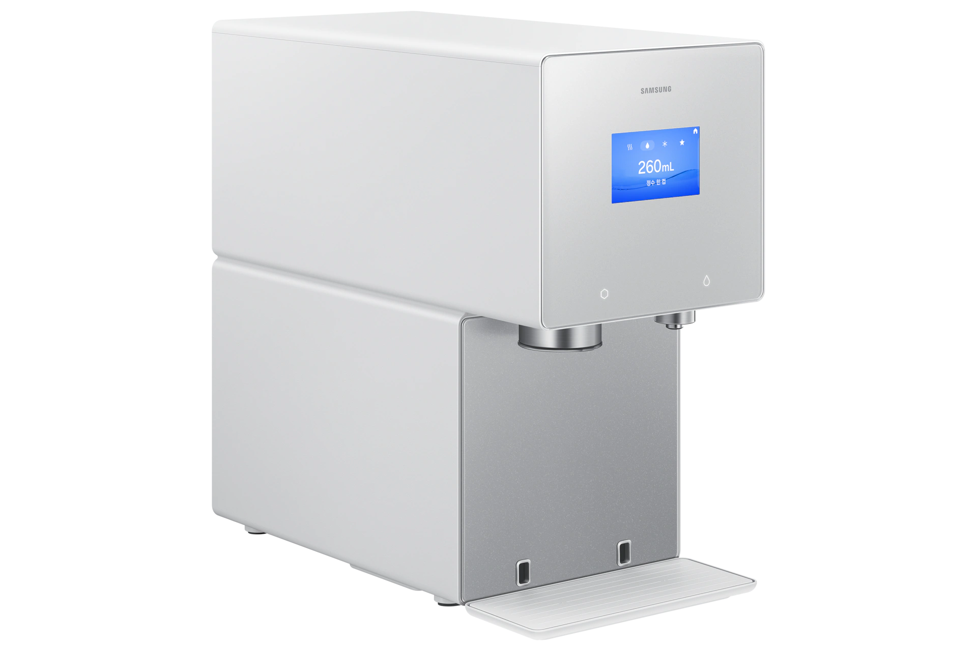 Bespoke AI 얼음정수기 (냉/온/정수) 새틴 그레이지 측면