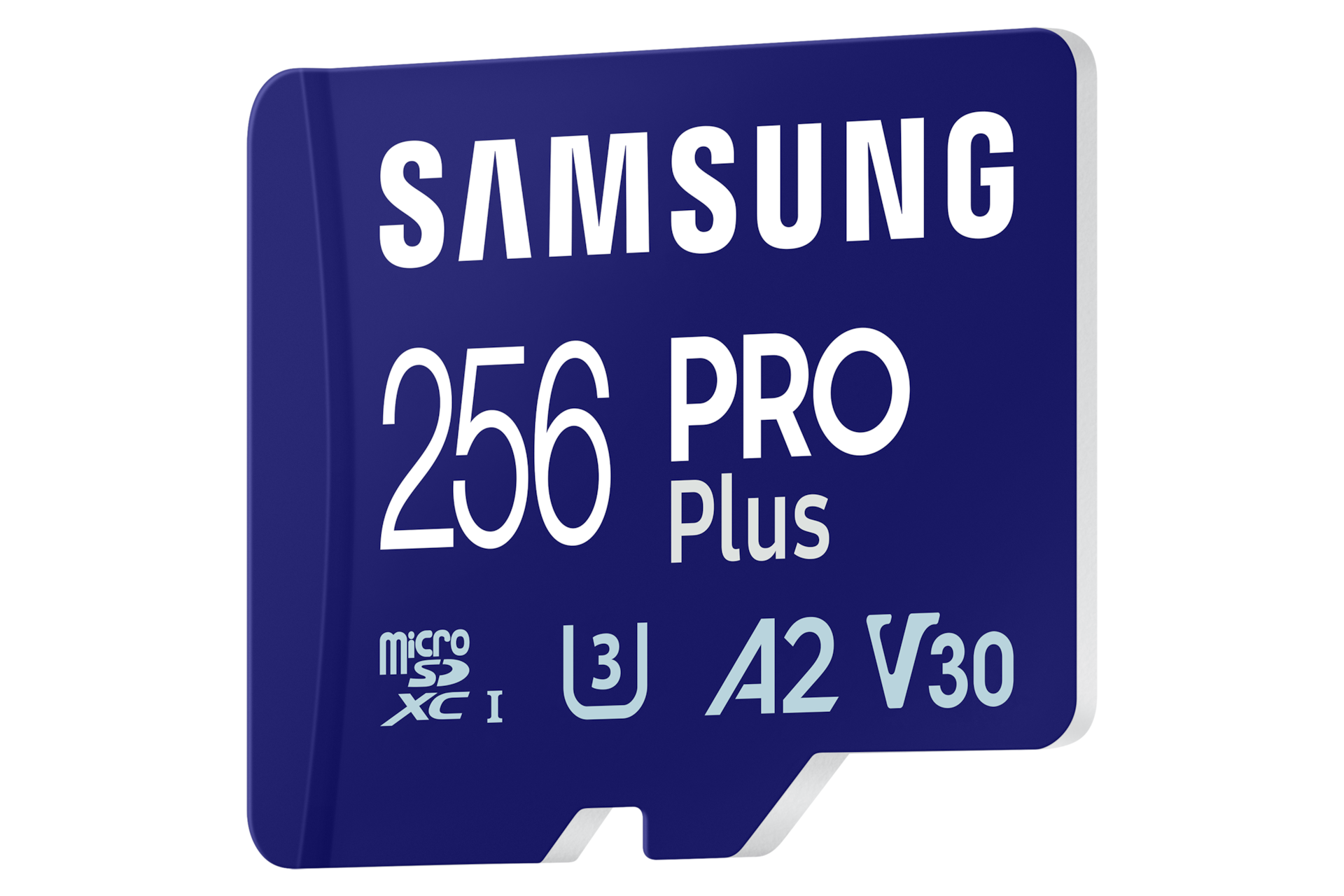 PRO Plus 마이크로SD 메모리카드 256 GB (블루) 왼쪽 뒤로 45도 기울어진 이미지