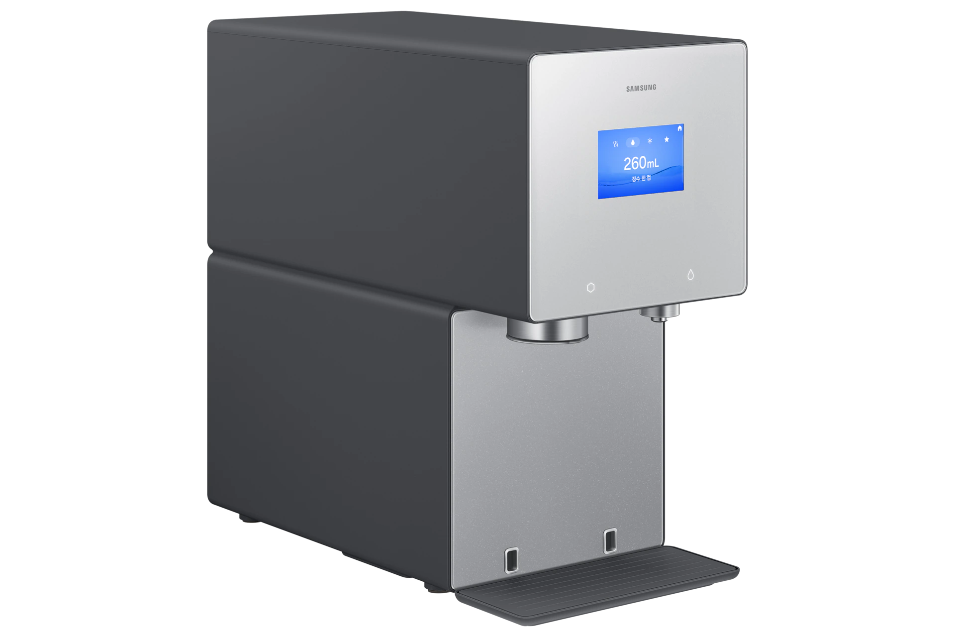Bespoke AI 얼음정수기 (냉/온/정수) 솝스톤 차콜 측면