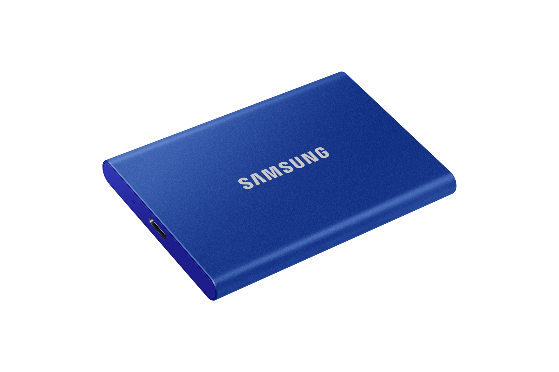 외장 SSD T7 USB 3.2 Gen 2 1 TB (인디고 블루) 제품 눕힌 상태의 오른쪽으로 돌린 이미지