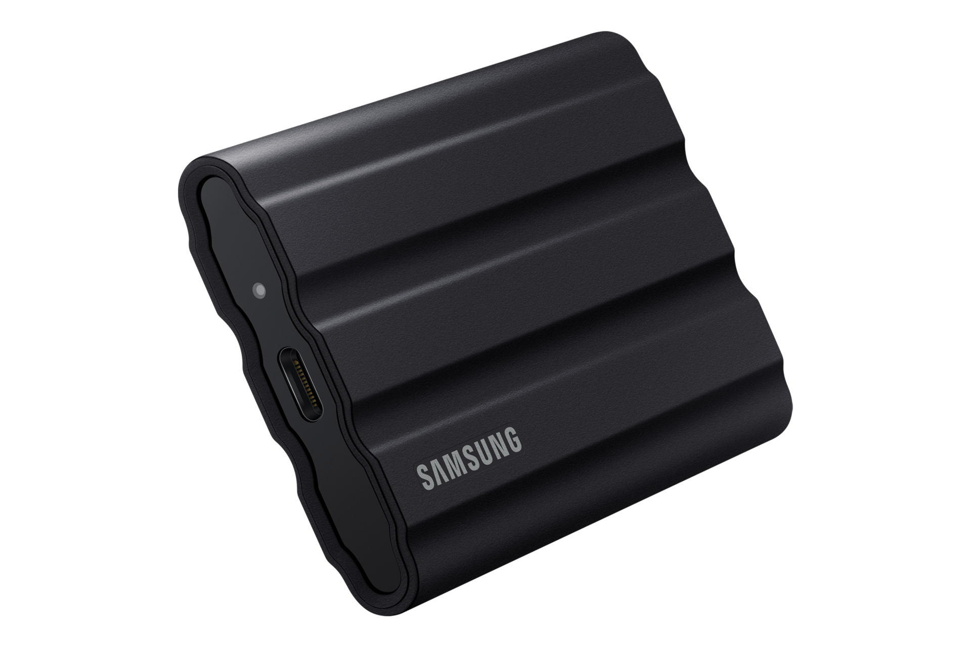 외장 SSD T7 Shield USB 3.2 Gen 2 1 TB 블랙 제품 세워져있는 왼쪽 30도