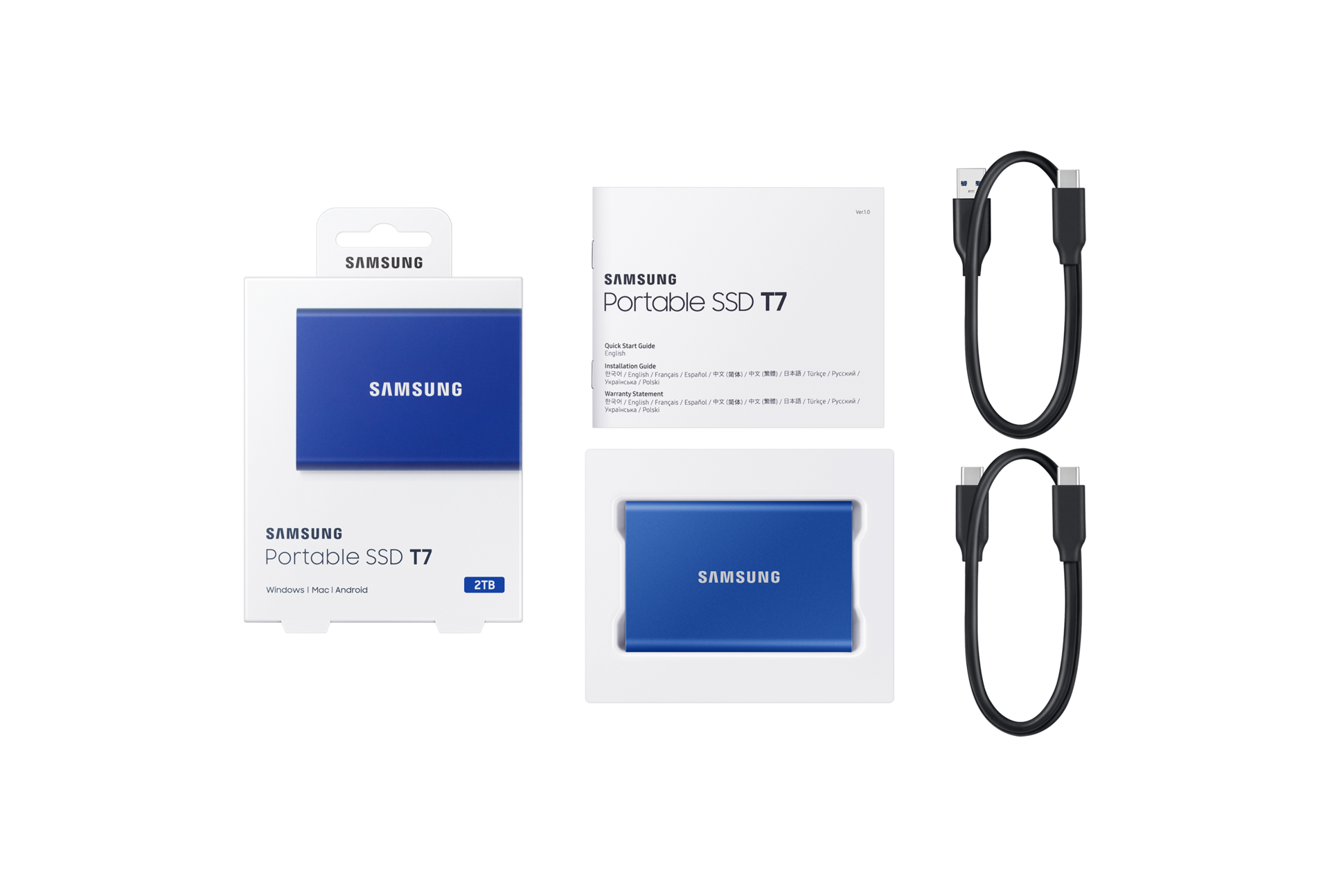 포터블 SSD T7 USB 3.2 Gen 2 2 TB (인디고 블루)제품 구성