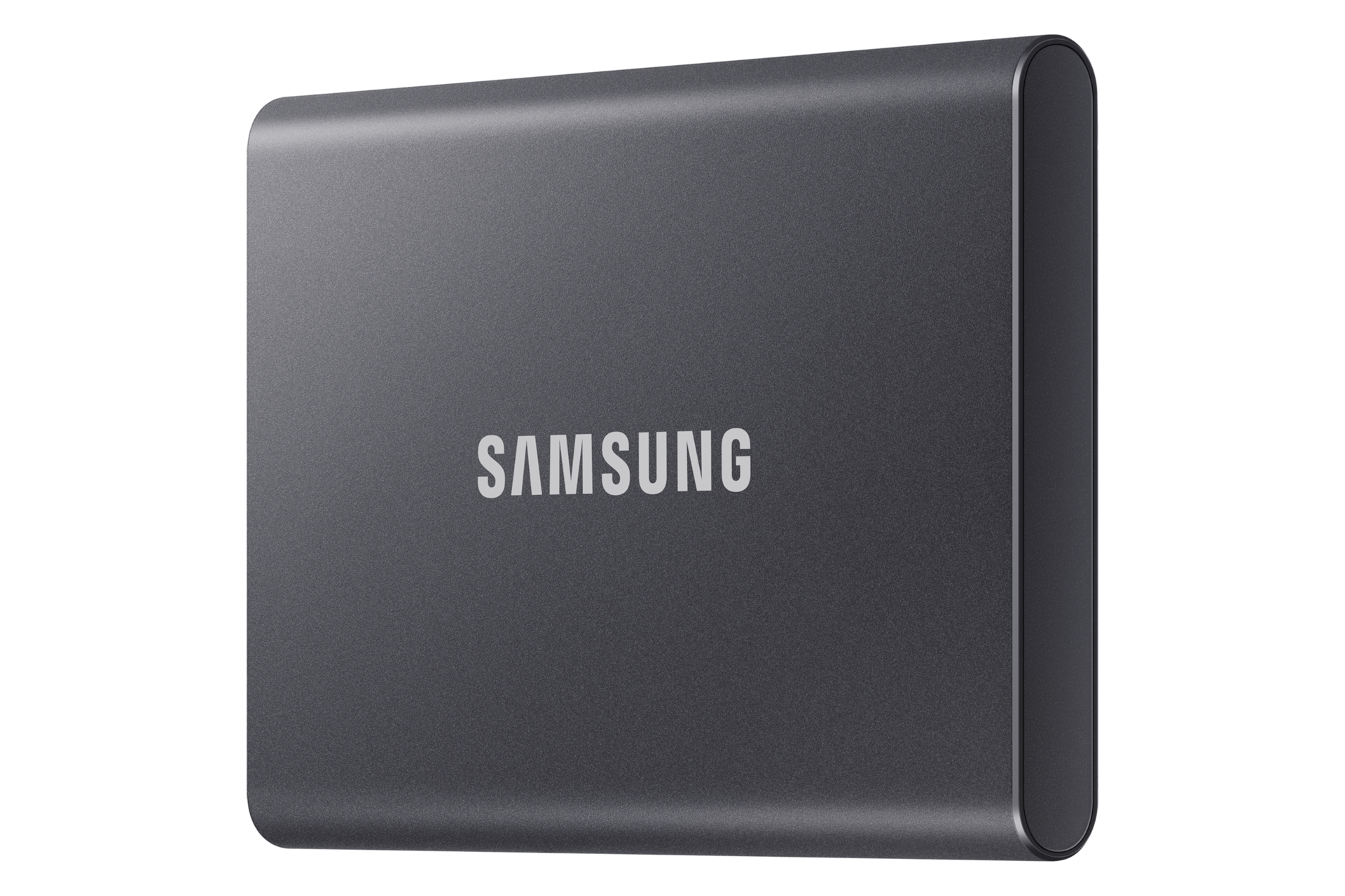 외장 SSD T7 USB 3.2 Gen 2 1 TB (타이탄 그레이) 제품 정면 좌측으로 돌린 이미지