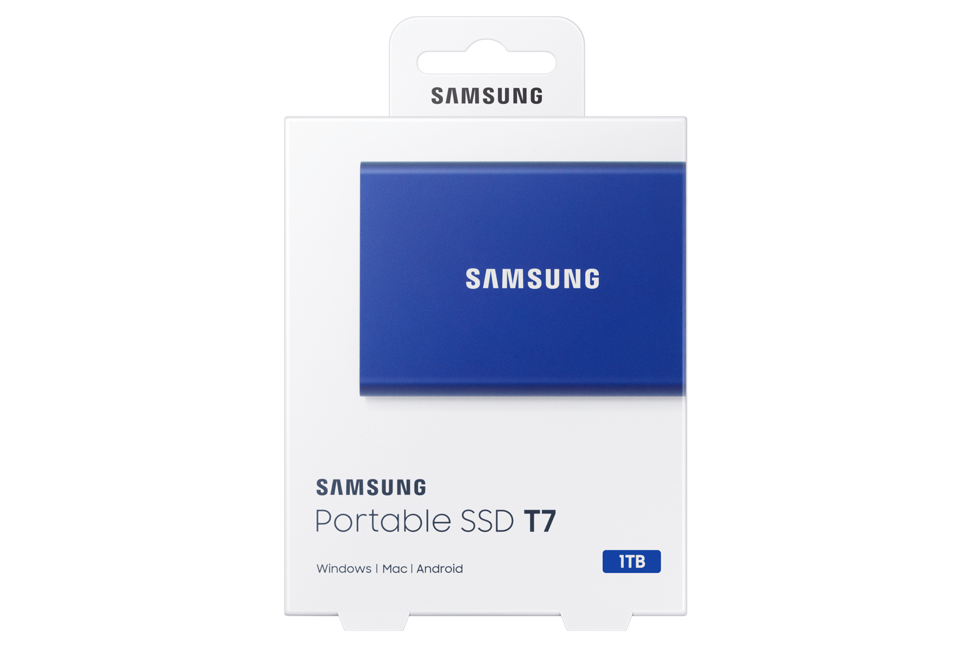 외장 SSD T7 USB 3.2 Gen 2 1 TB (인디고 블루) 제품 패키지 정면