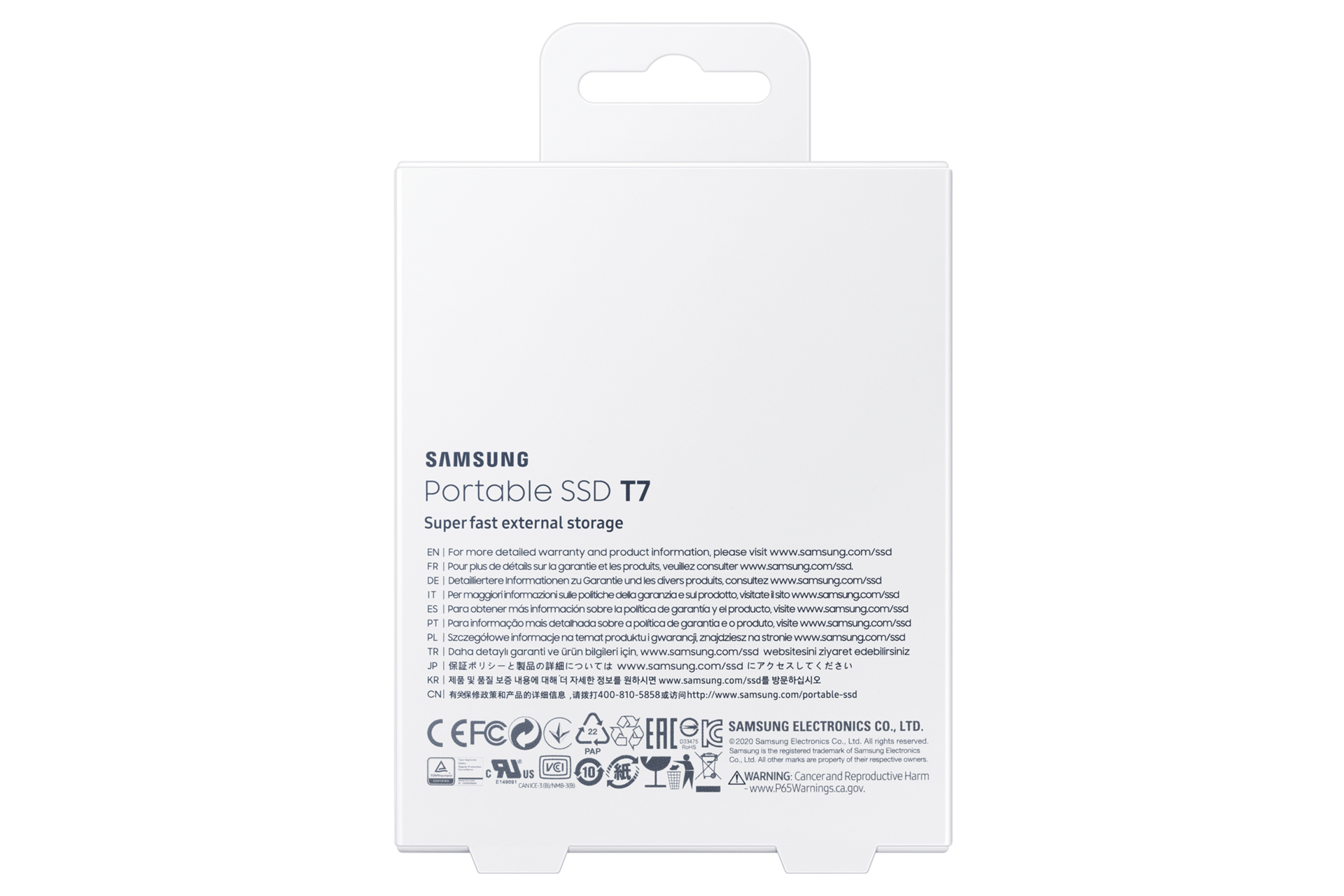 포터블 SSD T7 USB 3.2 Gen 2 2 TB (인디고 블루)제품 패키지 후면