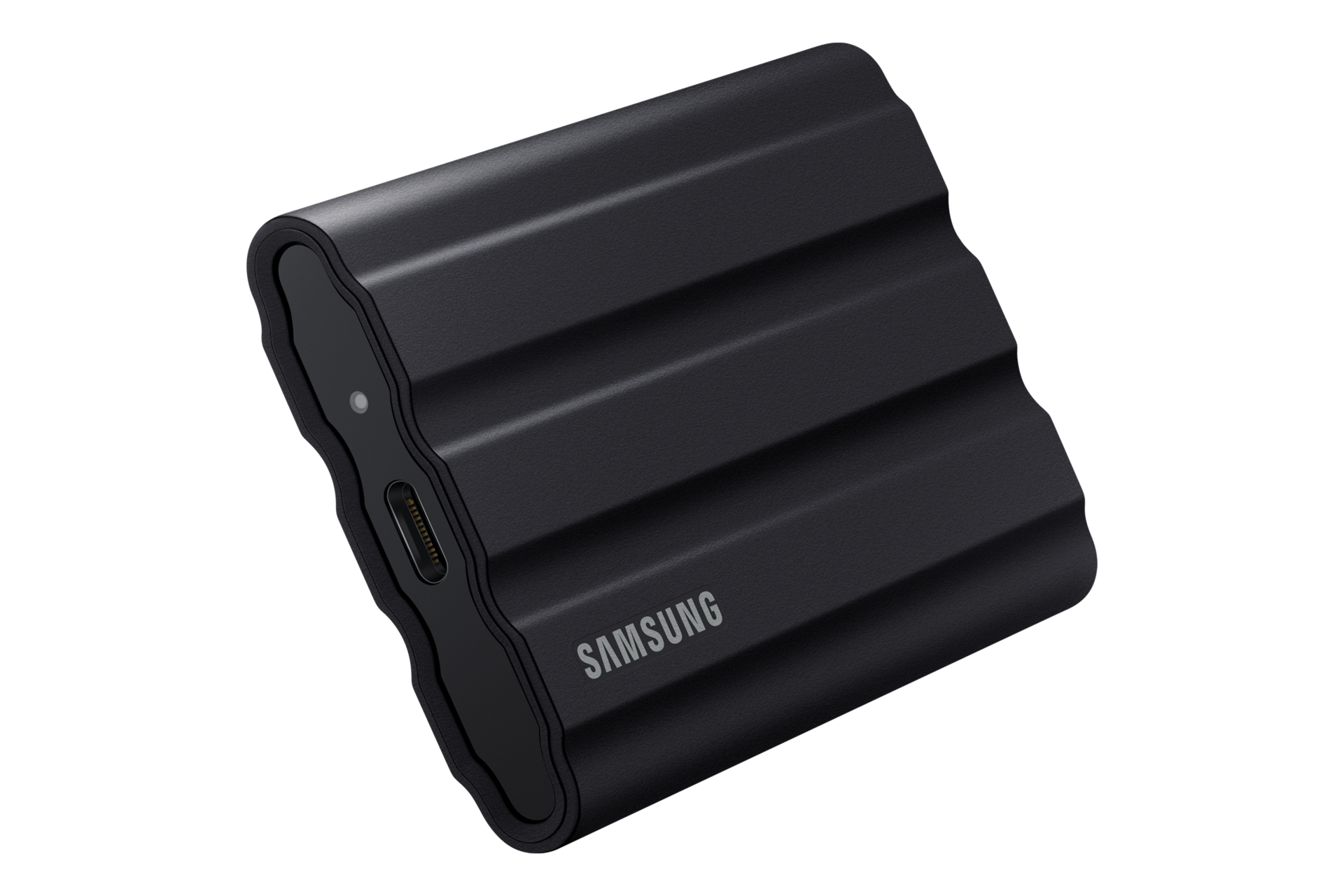 외장 SSD T7 Shield USB 3.2 Gen 2 4 TB 블랙 제품 세워져있는 왼쪽 30도