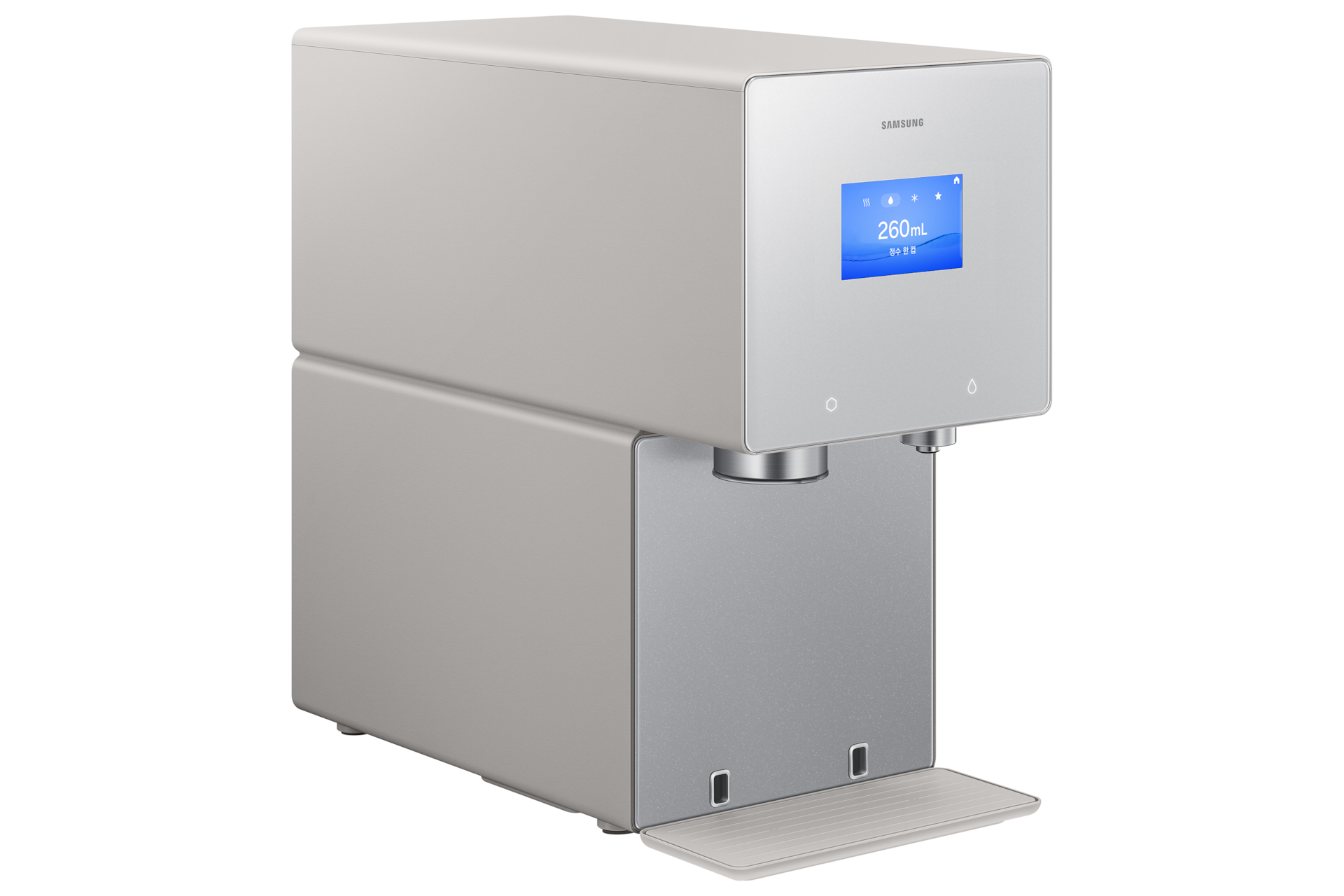 Bespoke AI 얼음정수기 (냉/온/정수) 새틴 베이지 좌측면