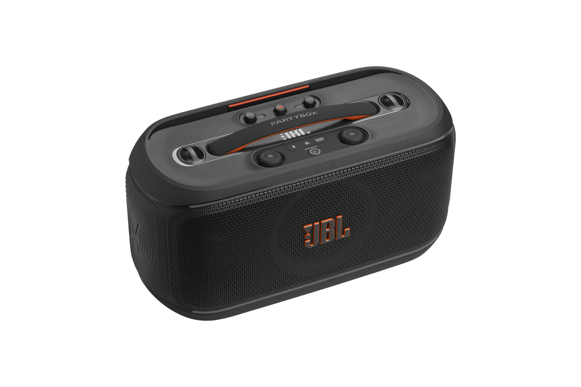 JBL PARTYBOX ON-THE-GO 2 플러스 파티 스피커 블랙 좌측면 탑뷰