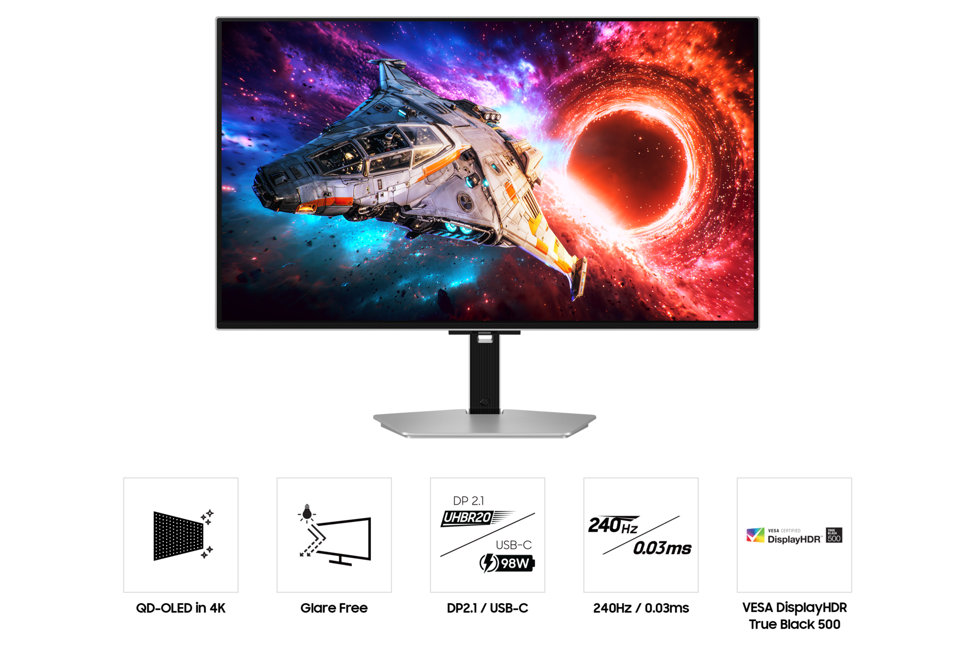 오디세이 OLED G8 G80SH 4K 240Hz (LS32HG802S) 정면 하단 특장점