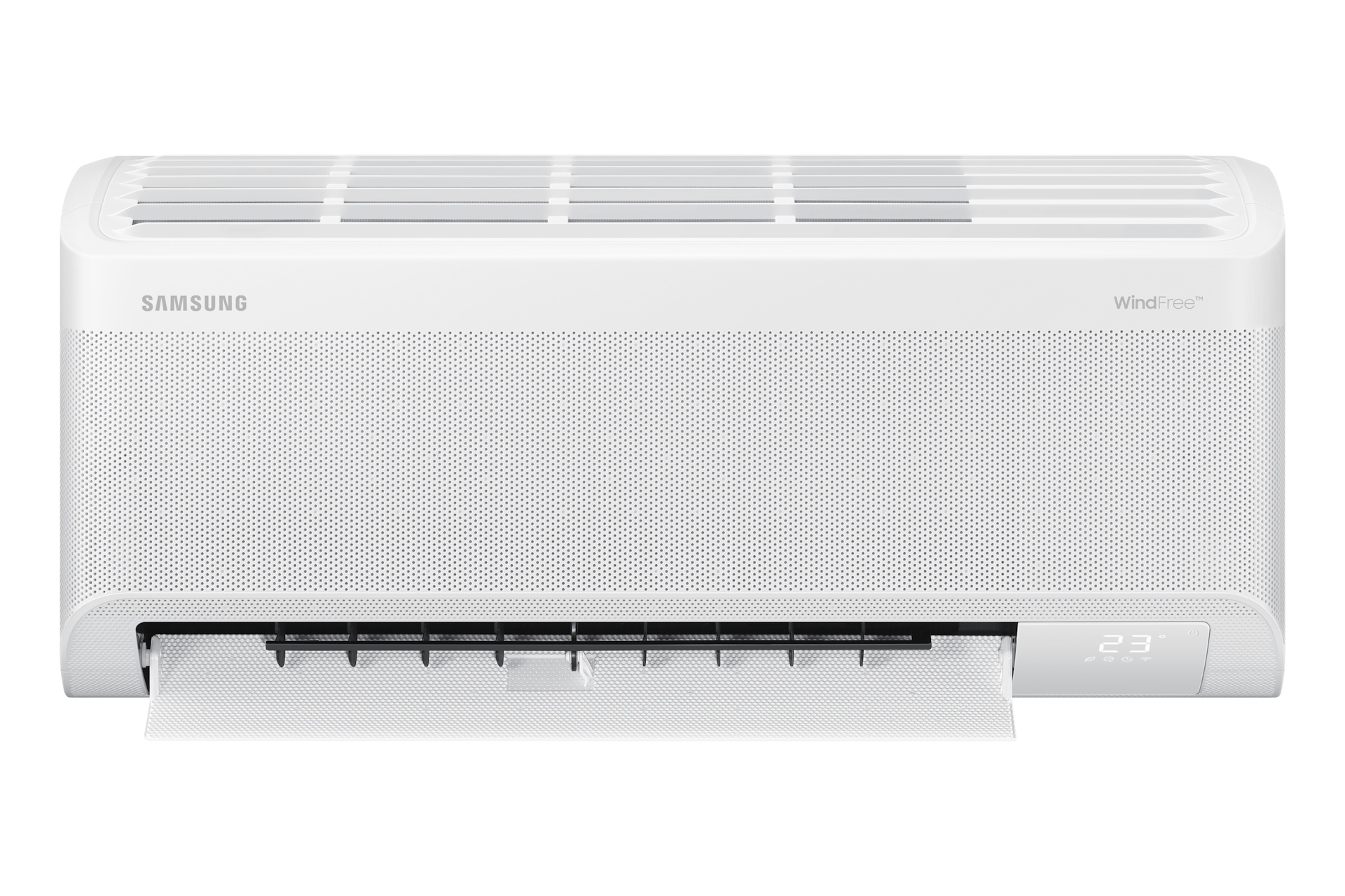 AI Q9000 청정 56.9/18.7㎡ 전원이 켜져 있는 벽걸이 에어컨 정면