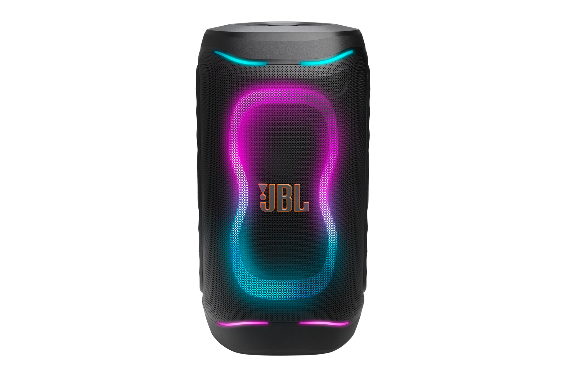 JBL PARTYBOX 130 파티 스피커 블랙 정면 조명 on