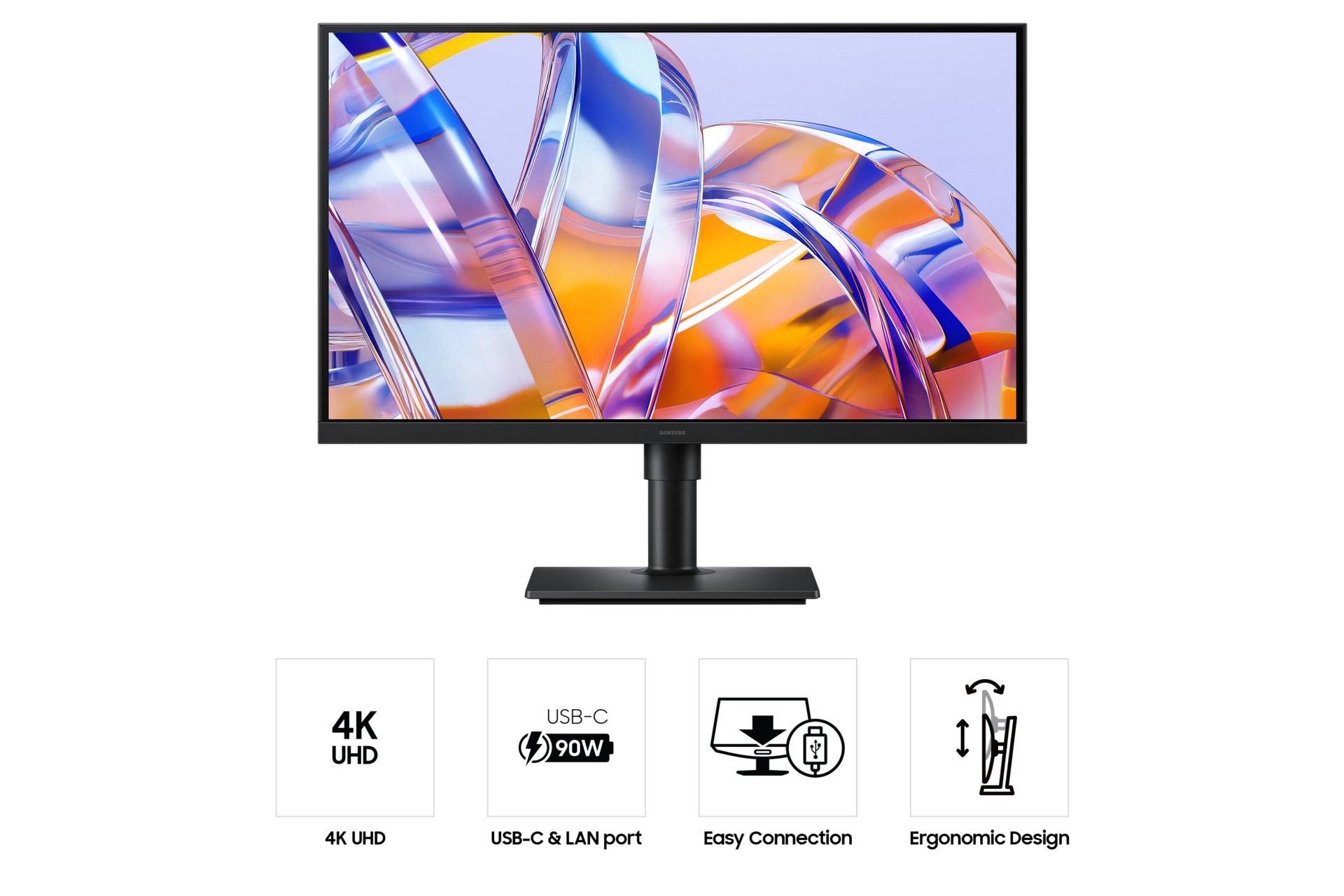 뷰피니티 S8 S80UH 4K USB-C (LS27H802U) 정면 및 하단 특장점