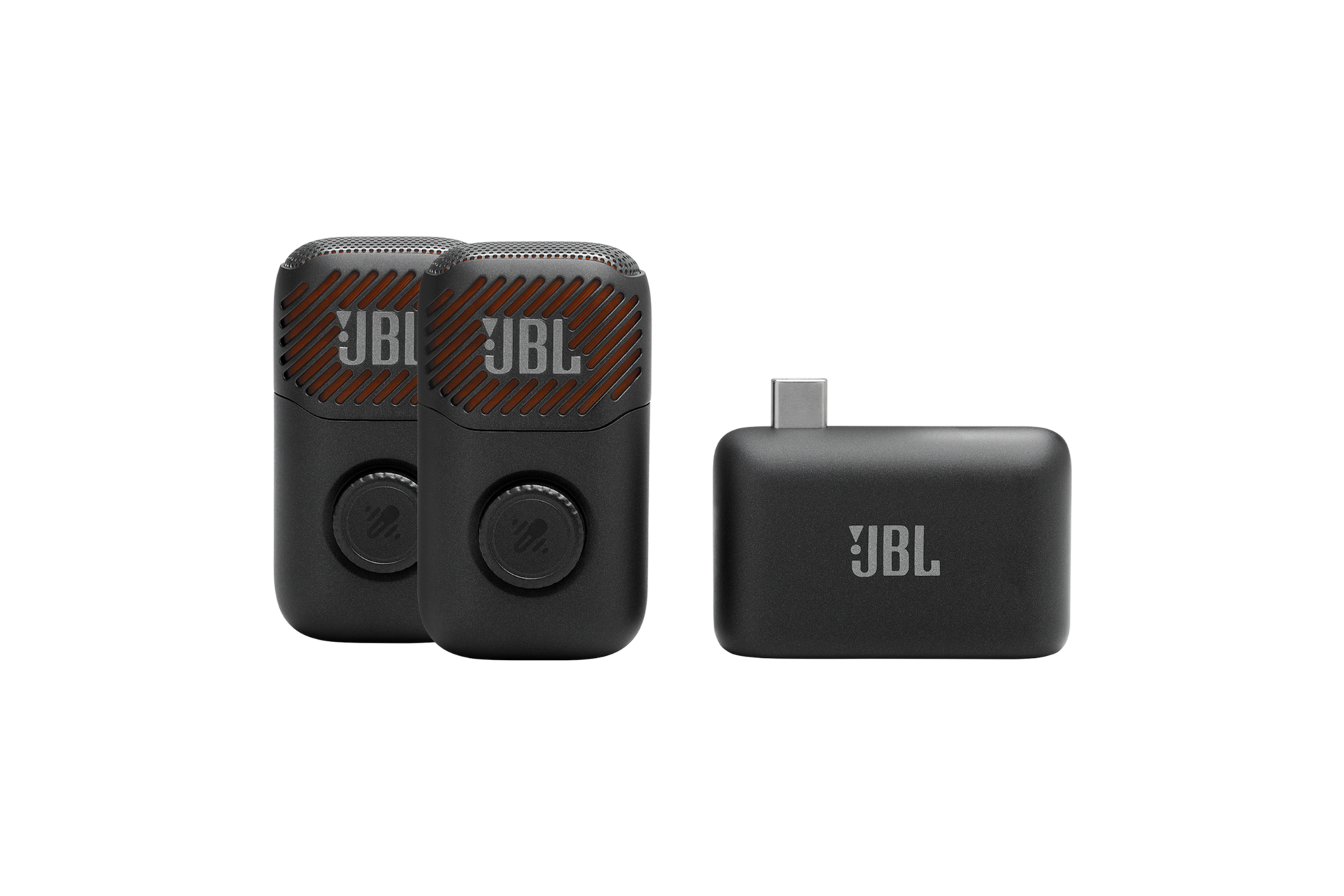 JBL EASYSING 마이크 미니 DUO 블랙 마이크 2개 정면, 동글 정면